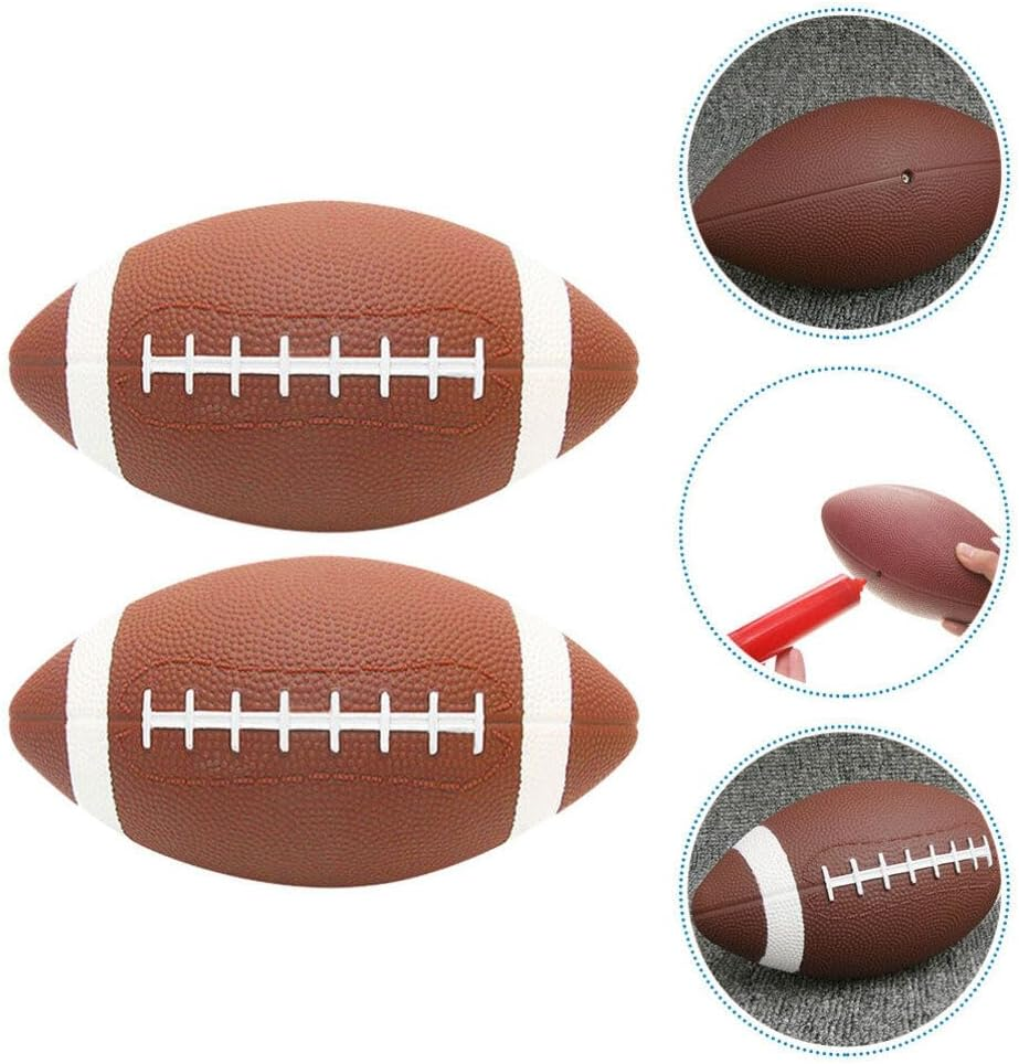 2Pcs American Football, Leather Football Football Rugby Ball College Football for Outdoor image number 3