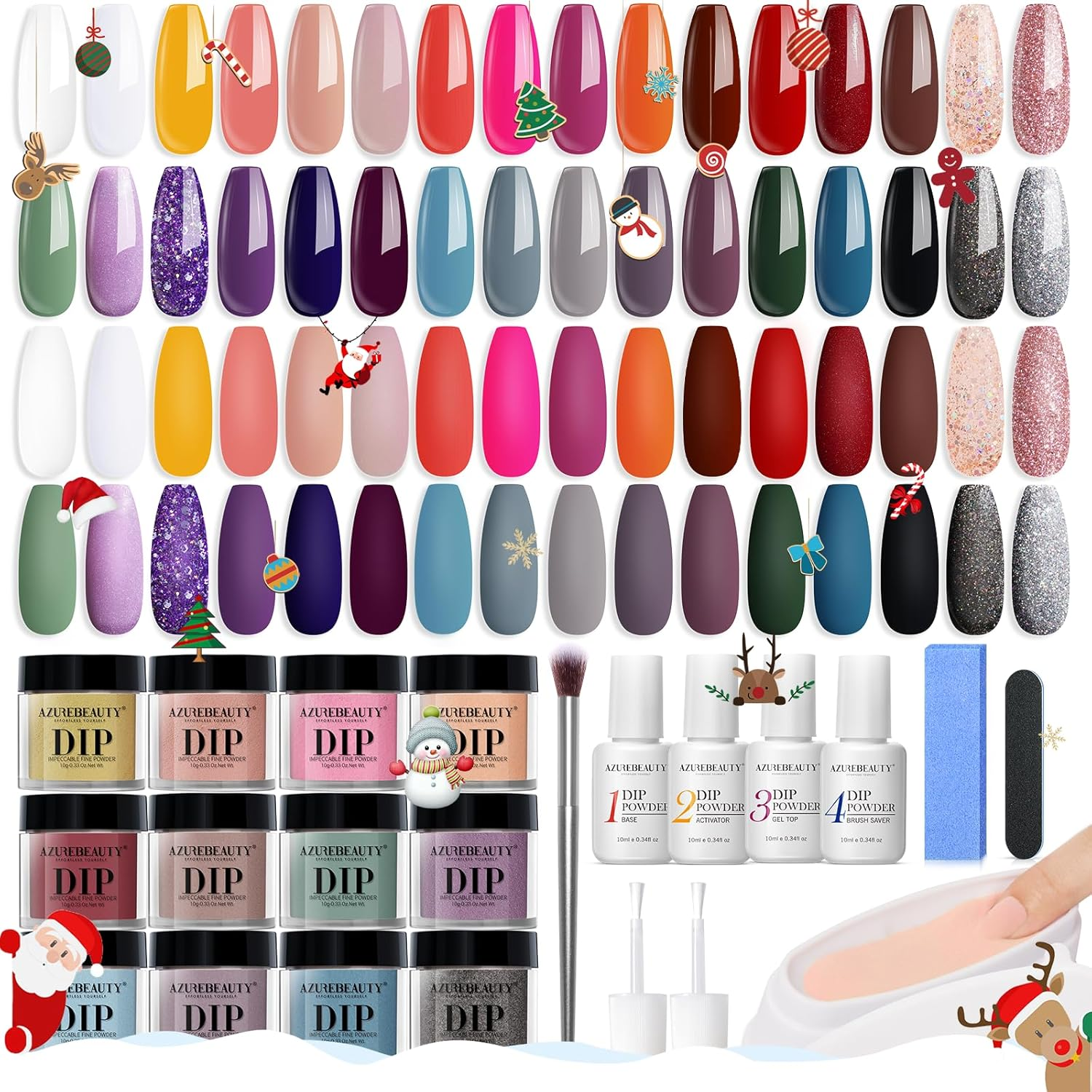 AZUREBEAUTY Dip Powder Clear Color Pro 60G, Basic Transparent Acrylic Dipping Powder Crystal French Nail Art Starter Manicure Salon DIY at Home, Odor-Free, Long-Lasting, No Nail Lamp Needed