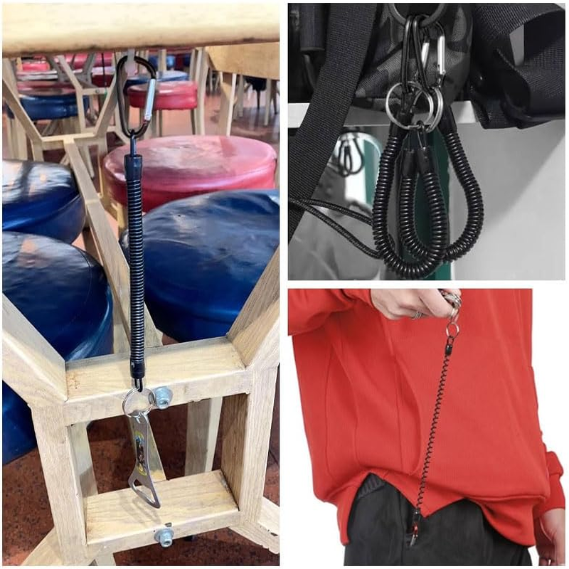 Fishing Lanyard, Retractable Safety Coiled Cord Lanyard with Lobster Clasp, Elastic Spring Coil Rope Strap Leash for Fishing, Climbing, Boating, Pliers Tool, 1 Pcs image number 2