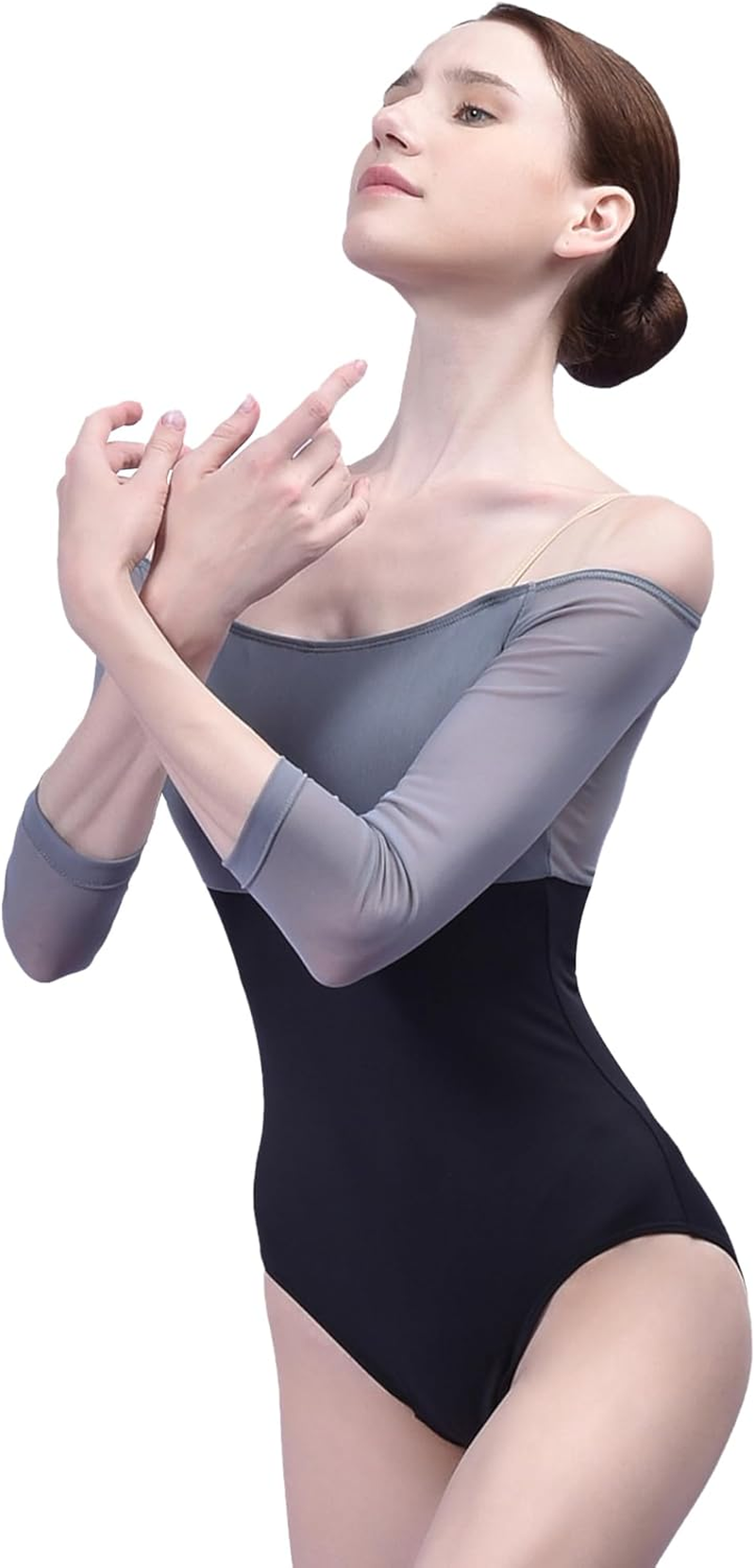 Women'S Strapless Ballet Leotard with Straps, 3/4 Sleeve Ballet Dance Camisole Leotards for Women Adults image number 3