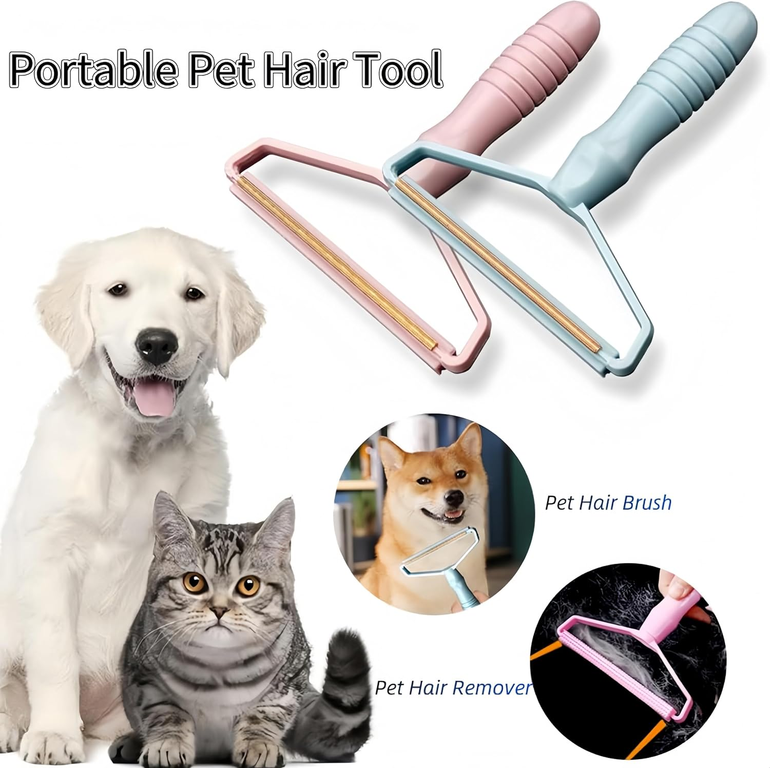 Febohao 2Pcs Cat Dog Pet Hair Remover Double Sided Lint Remover for Clothes Furniture Blanket Clothes Bedding Car Mat Pet Tower Fabric Shaver Reusable Manual Scraper Cleaning Brush Tool image number 2