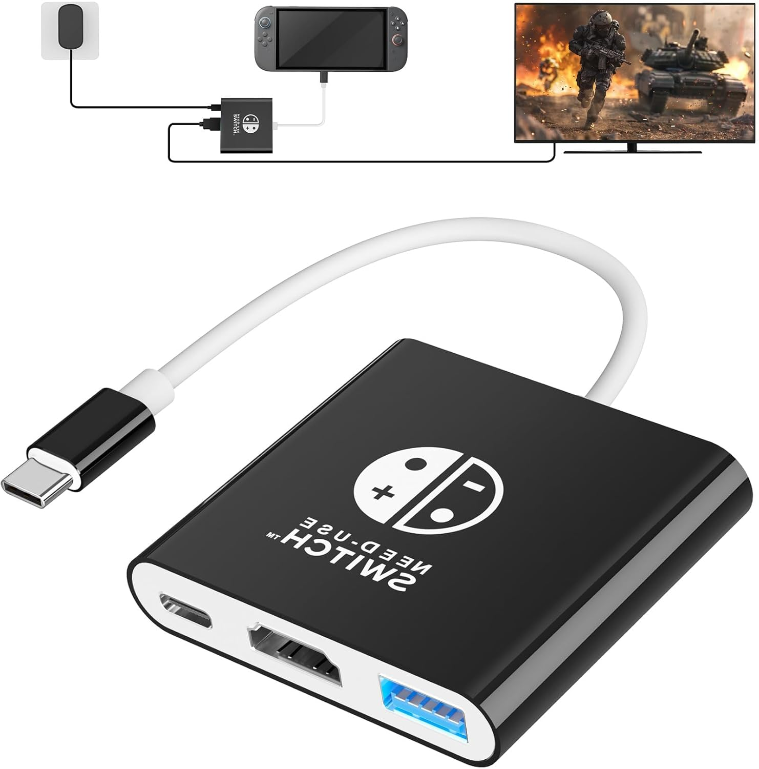 Switch 2 Dock, TV Docking Station for Nintendo Switch 2/Switch Oled/Steam Deck, 4K@60Hz HDMI, 100W PD Charging, USB 3.0 Hub (3-In-1) image number 5