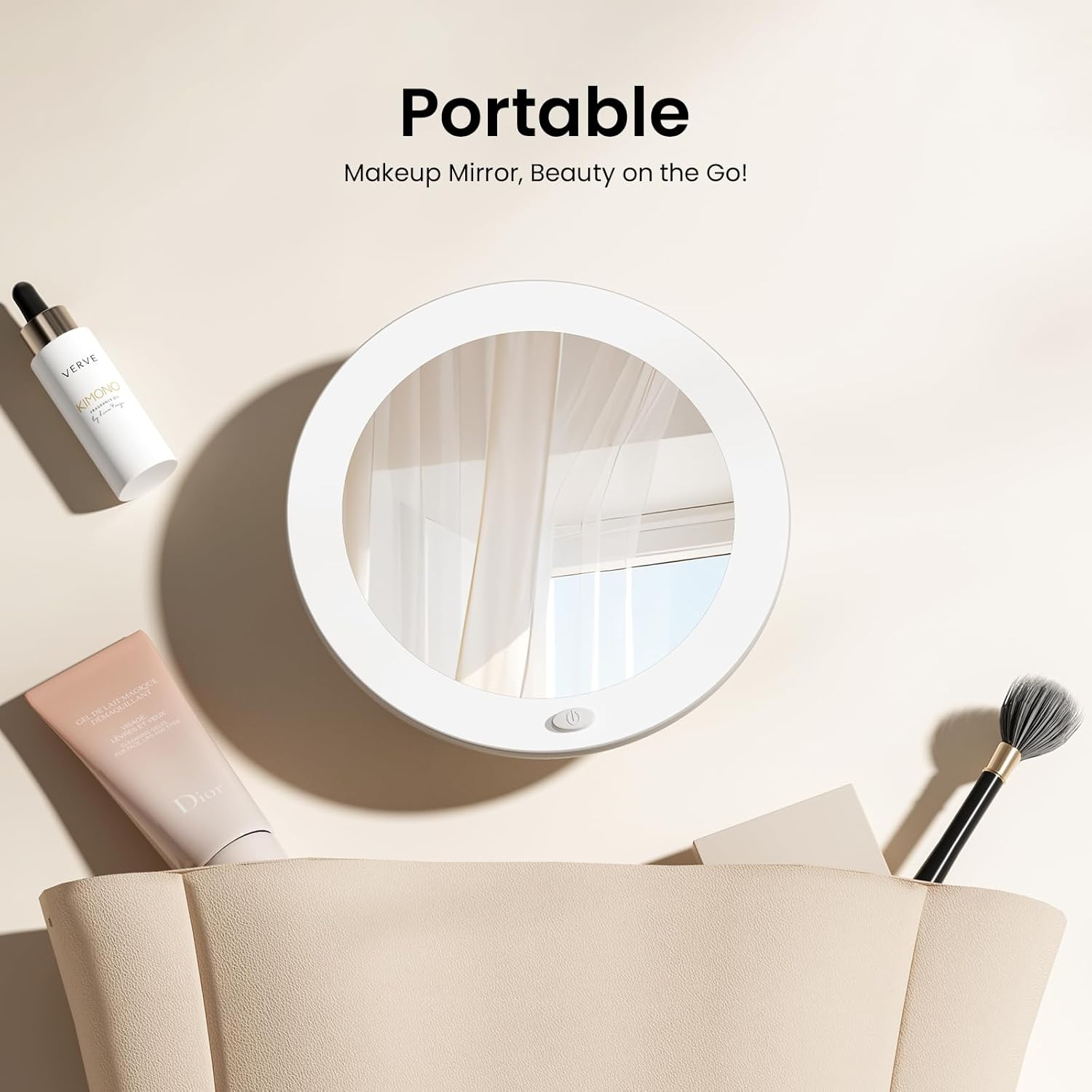 EMKE Led Magnifying Mirror, Compact Mirror with Lights 5X Magnifying Mirror with Suction Cup, Shower Cosmetic Mirror Portable Makeup Mirrors for Travel, Makeup, Shaving, Eyebrows, 167X167Mm image number 6