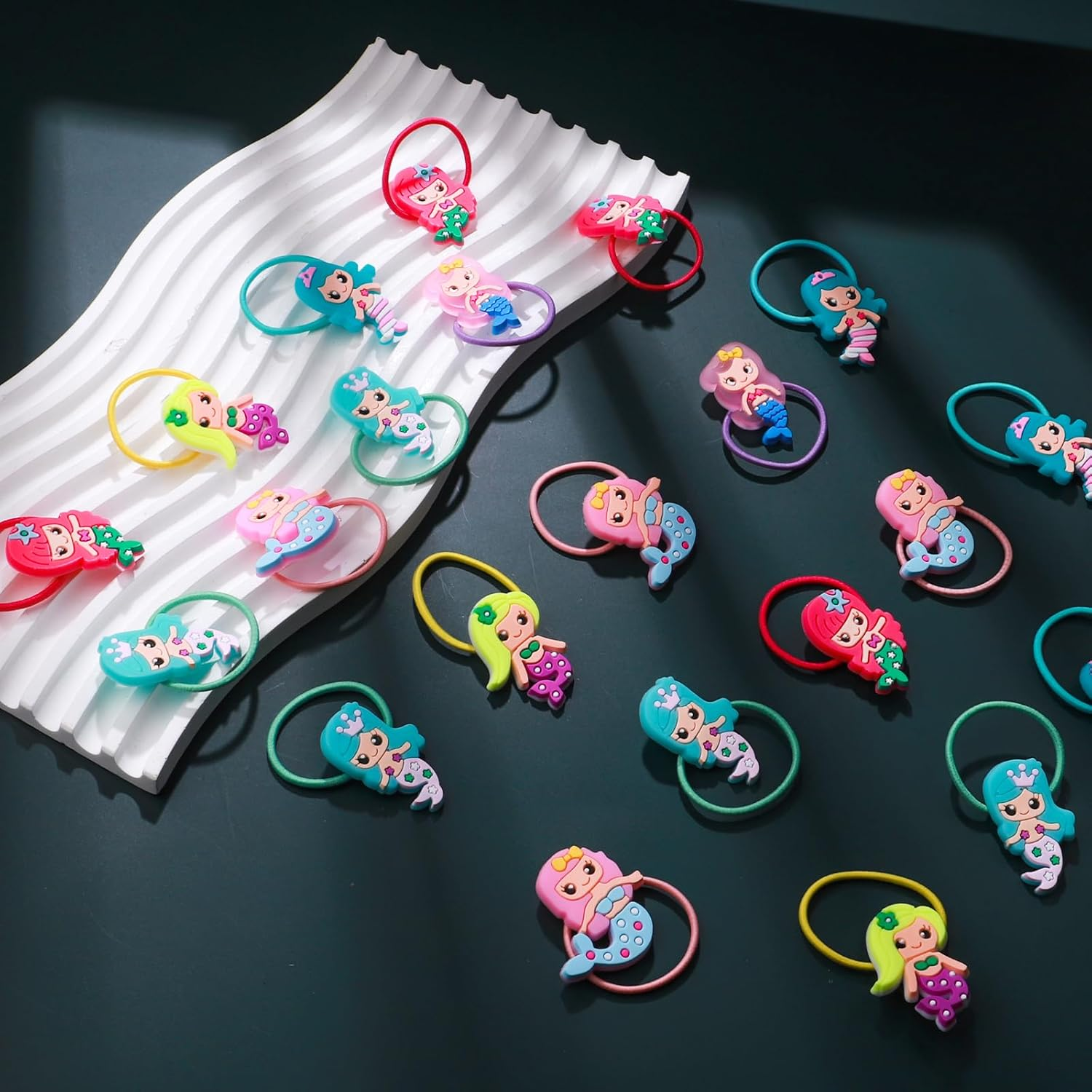 Pack of 36 Mermaid Hair Bobbles Girls Cartoon Elastic Hair Bands Girls Accessory - Football. image number 7