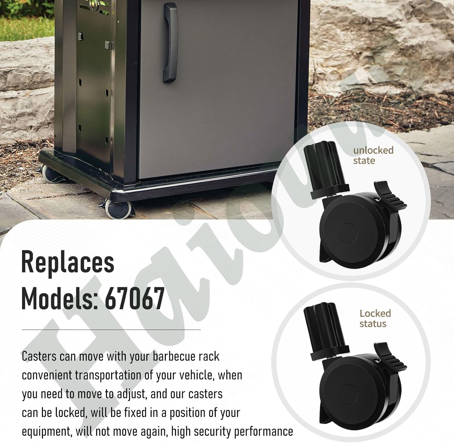 (4 Pack) 70360 Locking Caster with Insert Compatible with Weber Spirit Series 2009-2012, Summit Series 2007-2019 Gas Grills and Genesis 300 Series 2007-2016 image number 5