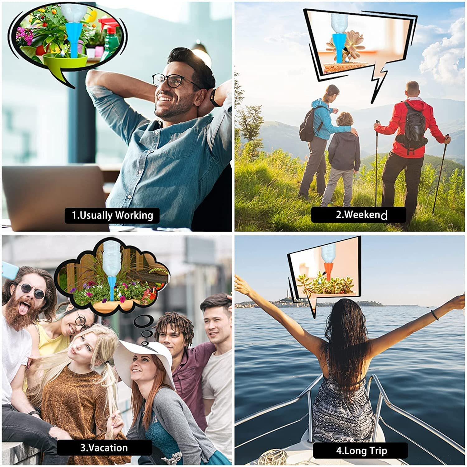 Yamibobo 12PCS Upgraded Self Watering Spikes, Plant Watering Devices for Potted Plants with Adjustable Flow & Long-Term Watering Capability, Plastic, Spike Style Drip Irrigation Kit image number 1