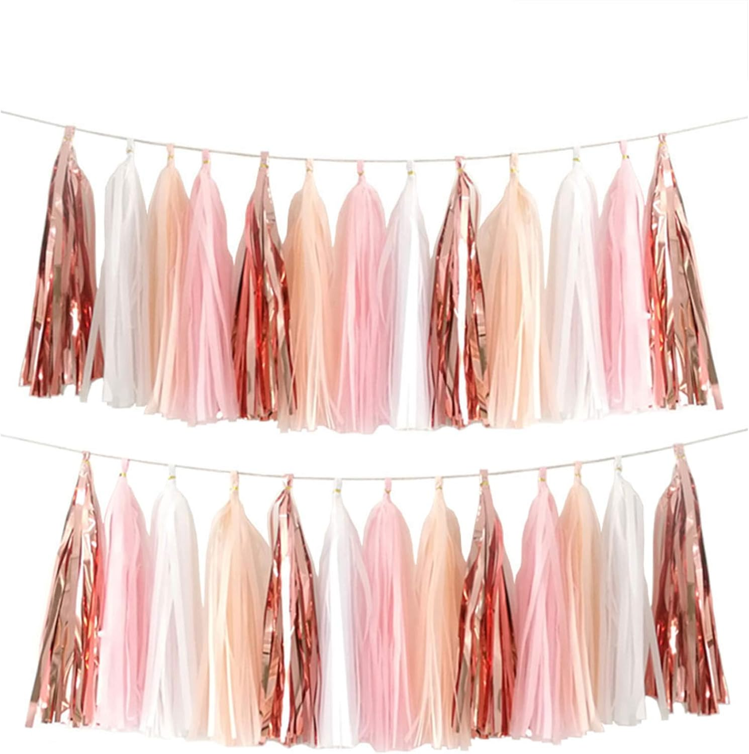 We Moment Hot Pink Light Pink Tissue Paper Tassels Party Tassel Garland Banner for Party Decorations, DIY Kits,15Pcs