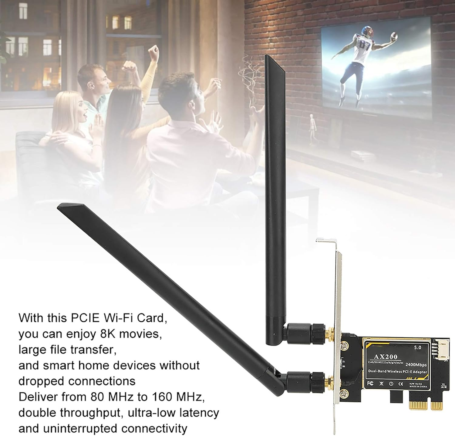 PCIE Wifi Card for Intel AX200 5G Wifi Card Dual Band 5.1 PCIE Wireless Card with Antenna for Windows 10 64Bit/ for Linux PC Desktop image number 1