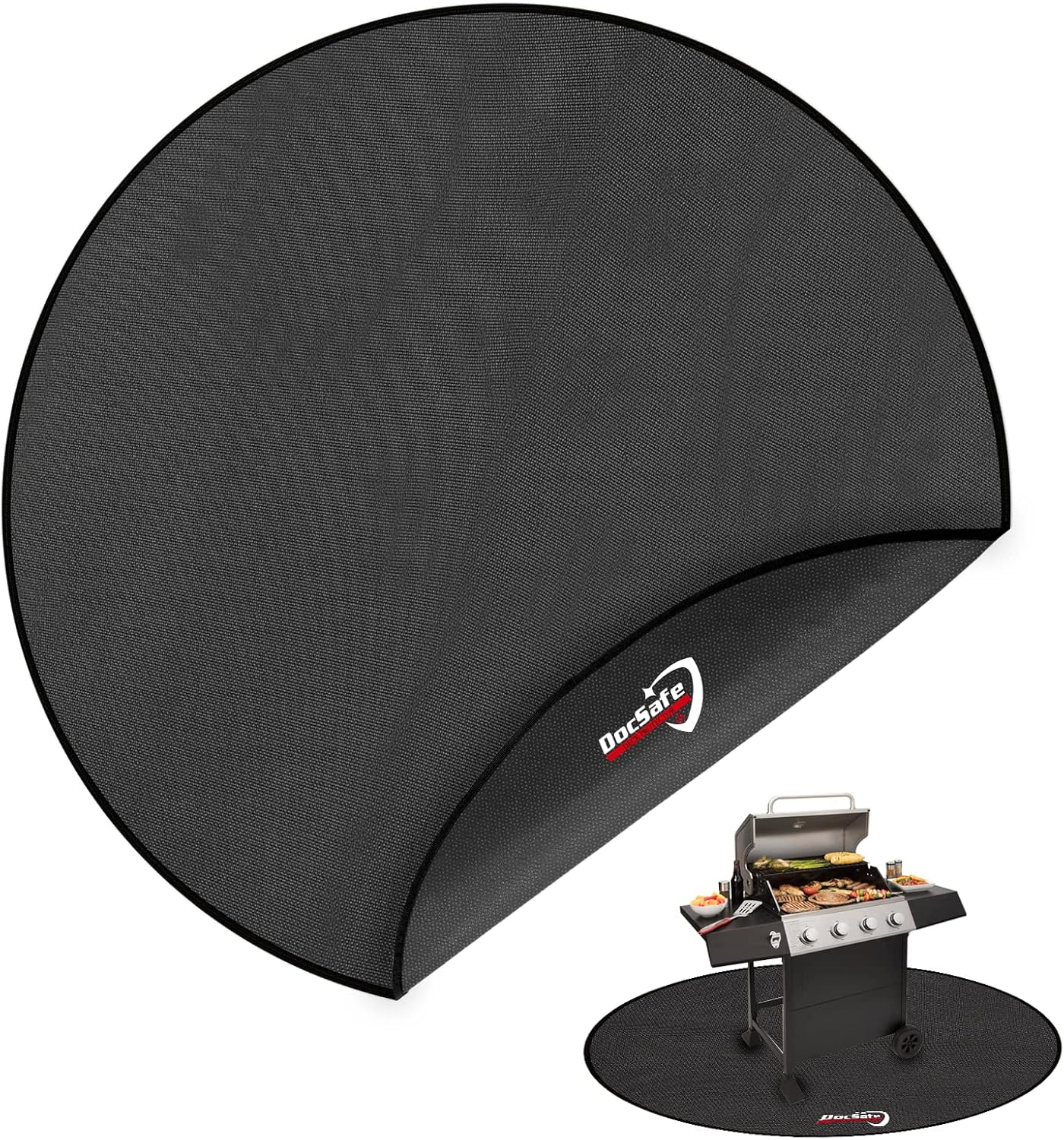 Docsafe 60" round under Grill Mat,Large 4 Layers Fire Pit Mat,Fireproof Mat Protect for Deck,Patio,Grass,Outdoor Charcoal,Smokers,Reusable Oil-Proof and Waterproof Indoor Fireplace Mat BBQ Floor Mat image number 5