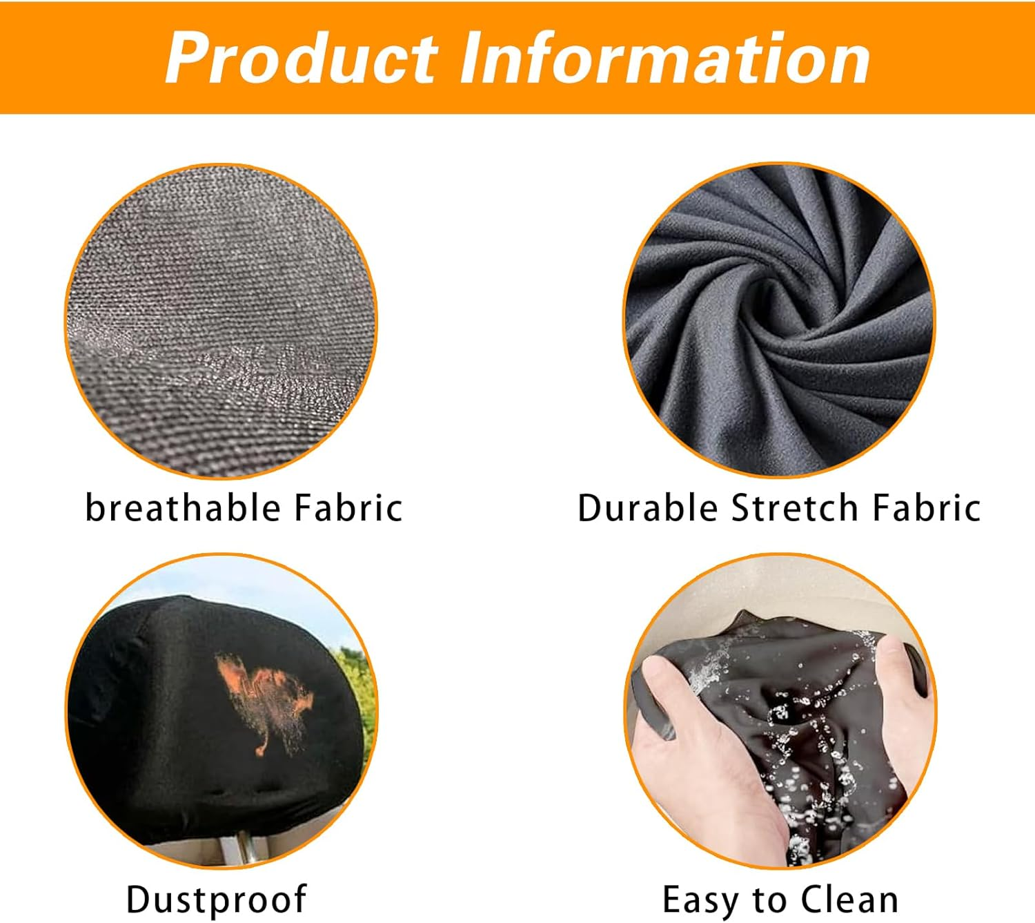 Yumfugu Pack-2 Car Seat Headrest Covers, Soft Dust-Proof Protector Covers, Seat Headrest Cover Replacement, Universal Headrest Anti-Dirty Covers, for Most Cars, Trucks, Suvs (Gray), YUMZYT1701GY-2PCS - Black Thick Model image number 3