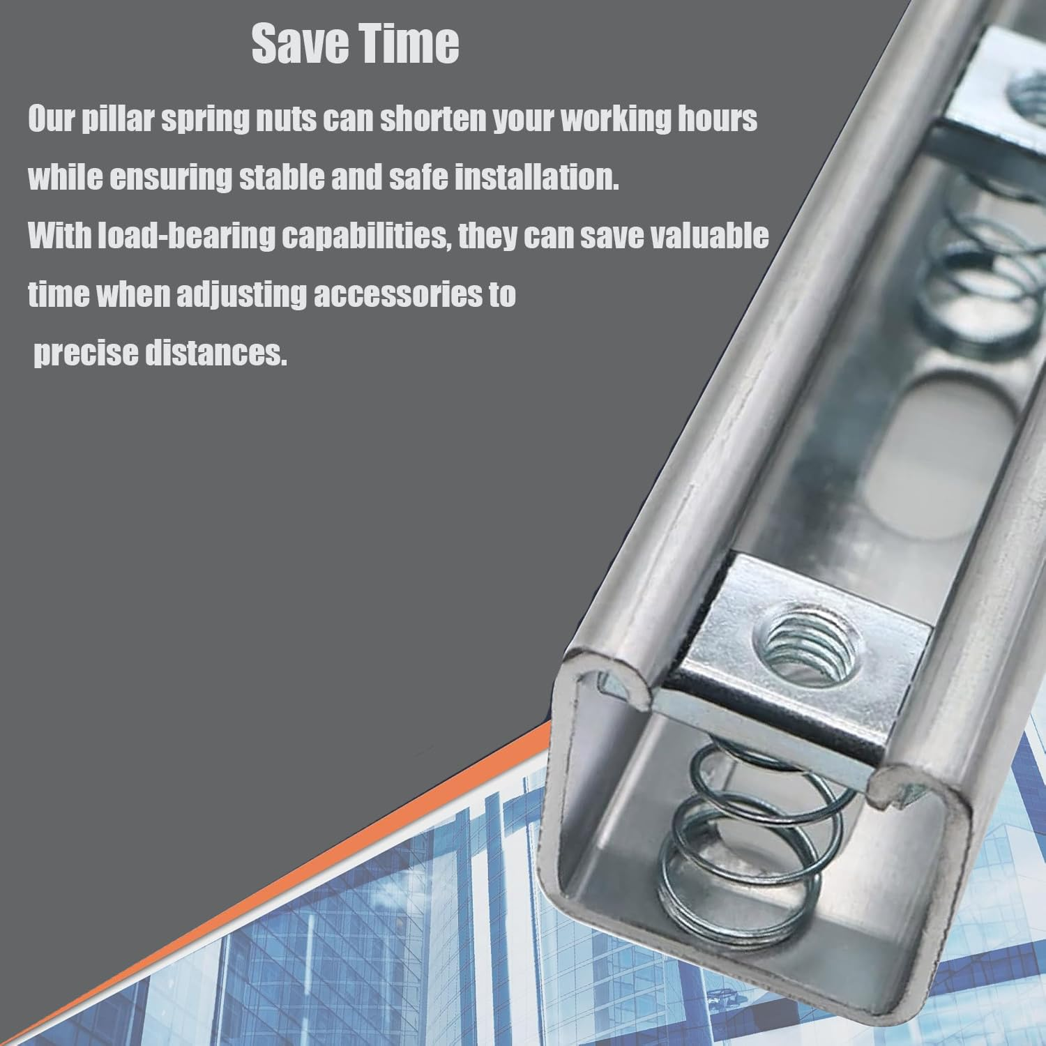 10 Pcs Galvanized Spring Nut, M10 Strut Channel Spring Nut, C-Shaped Stainless Steel Special, Strut Channel Cone Nuts, Hardware for C-Series Steel Channels image number 3