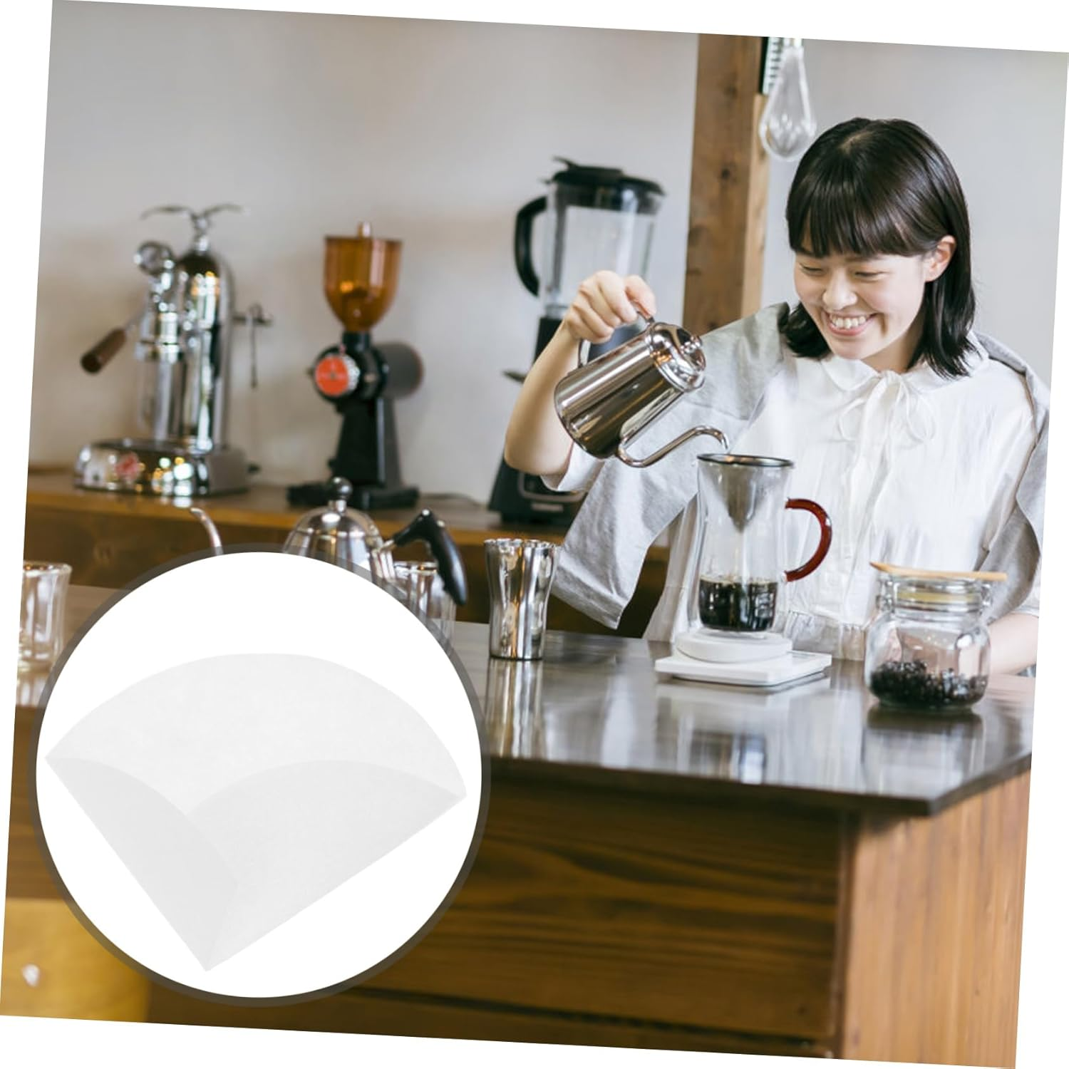COHEALI Unbleached Espresso round Filter Paper Sheets for Making Supply Multi-Use Espresso round Filter Compatible Coffee Machine image number 3