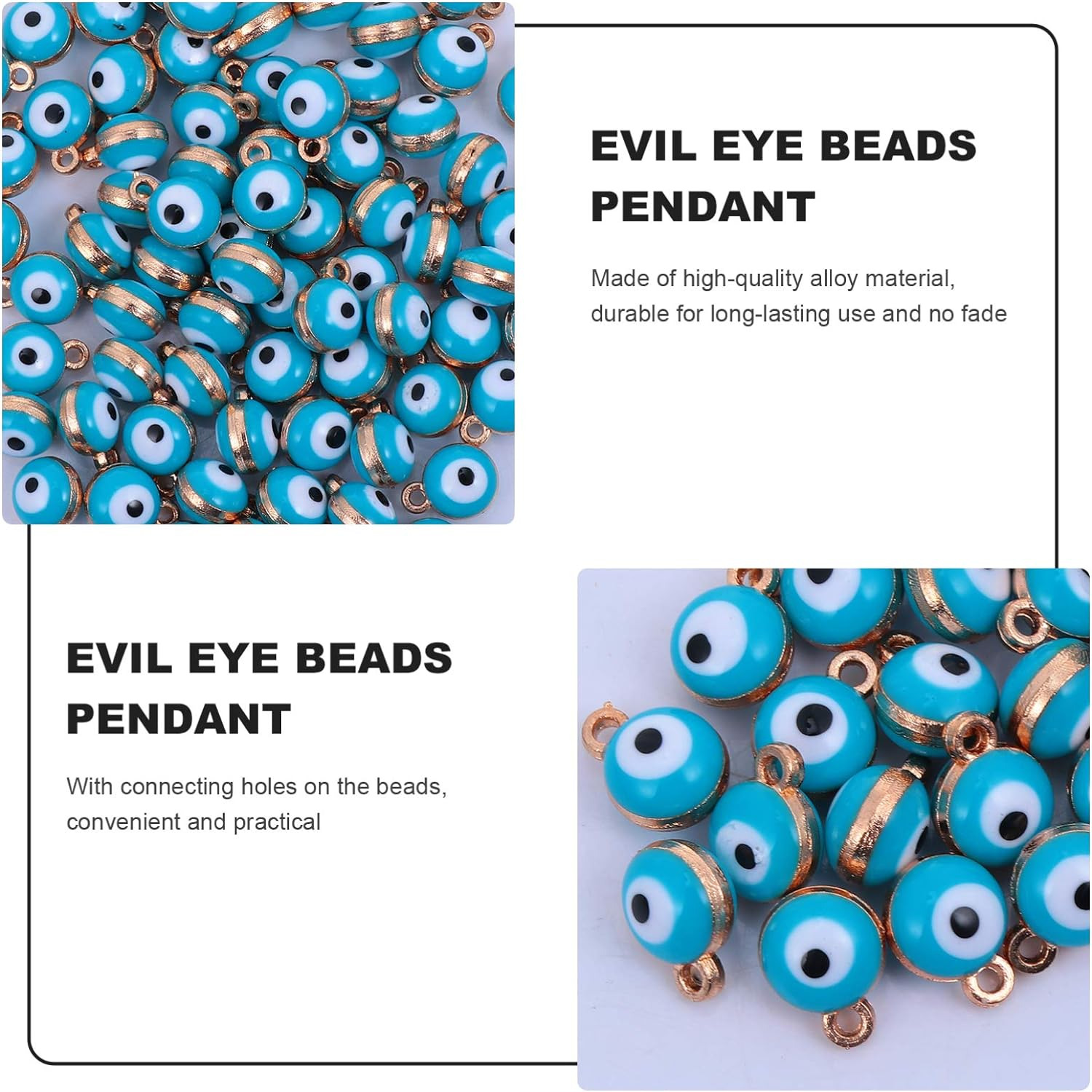 EXCEART 100Pcs Evil Eye Charms Vintage Double Sided Mini Metal Evil Eye Beads Pendant for DIY Jewelry Earring Necklace Craft Making