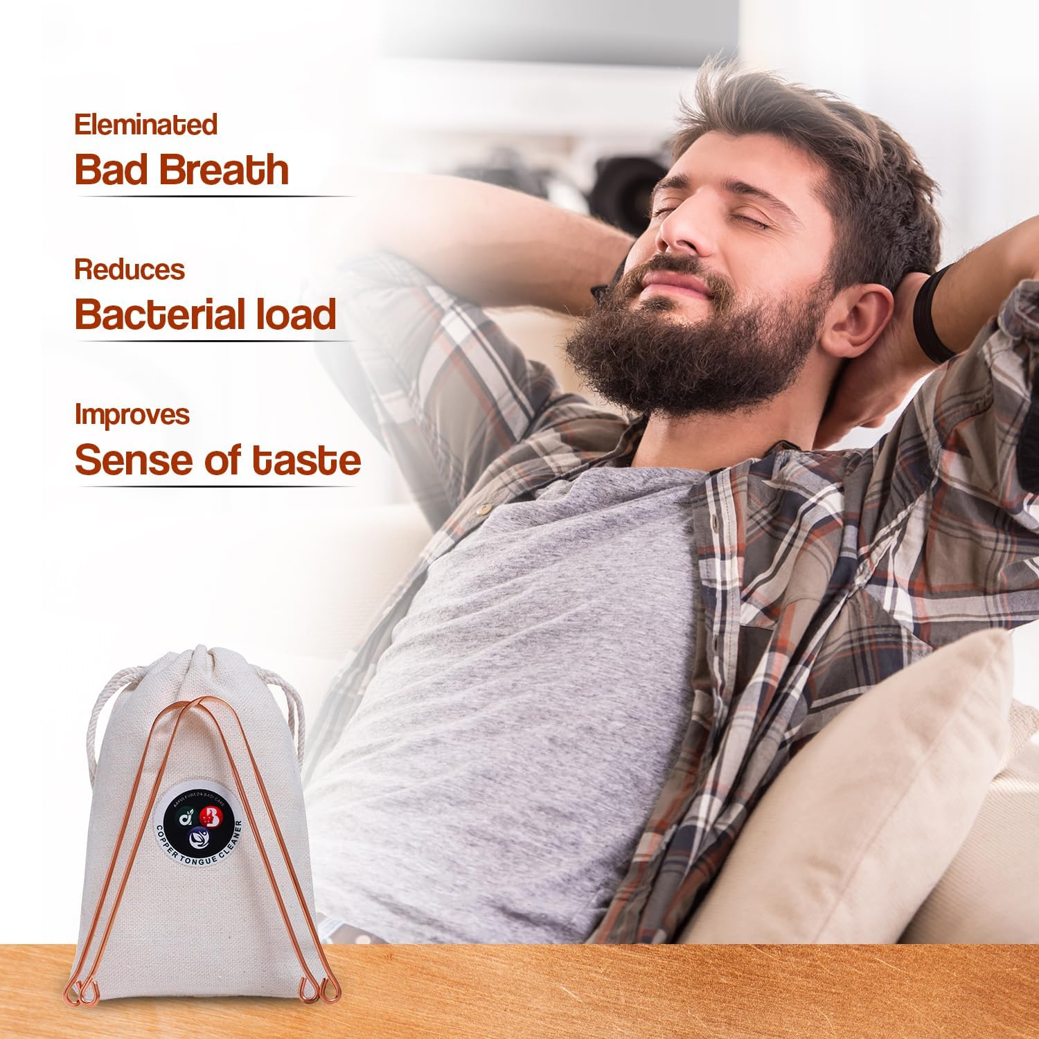 ABC Copper Tongue Cleaner for Kids & Adults | Made up of 100% Pure Copper | Optimal for Oral Hygiene and Bad Breath Treatment | Ayurvedic Tongue Scraper for Bad Breath (Round) - Pack of 2 image number 2