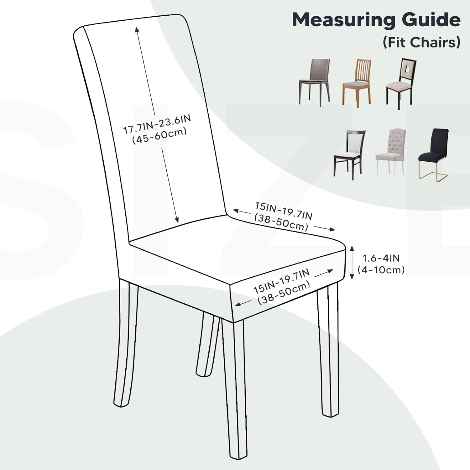 Chair Covers for Dining Room Set of 2 Stretch Dining Chair Covers Parsons Chair Slipcover Removable Dining Room Chair Covers Chair Protector Cover for Home Kitchen Hotel (2PCS, White)-X image number 1