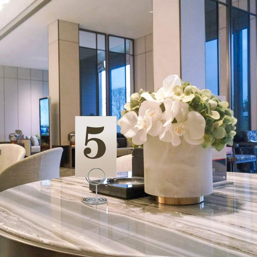 20Pcs Mini Place Card Holders, Cute Table Number Holders, Classy Table Card Holder Table Picture Stands, Elegant Wire Photo Holder Menu Memo Clips, Idea for Wedding, Anniversary Party（Silver - Gold-Heart Shaped image number 4