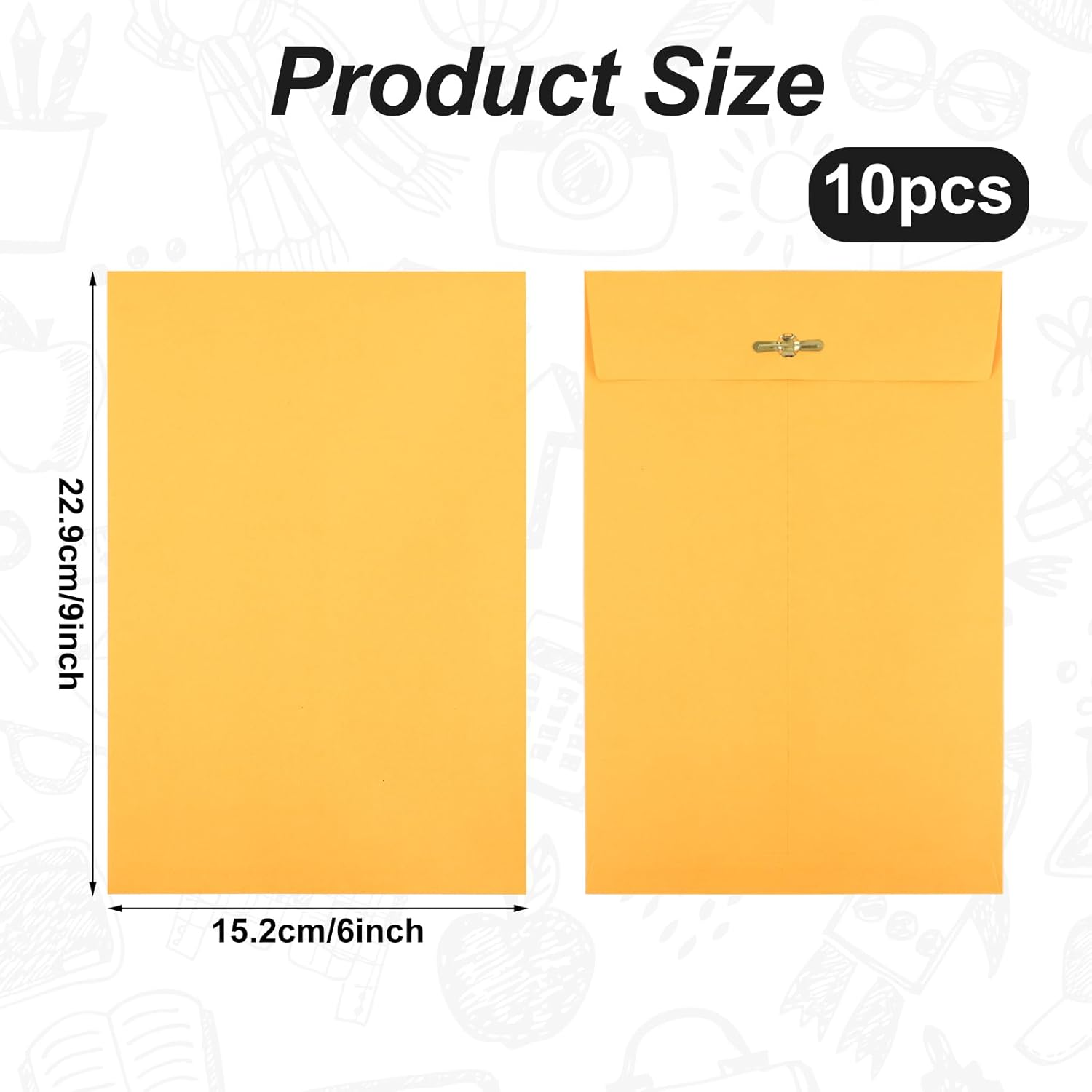 10Pcs Heavy Duty Clasp Mailing Envelopes 6X9 Inches, Large Kraft Catalog Envelope Thick Manila Envelopes with Clasp Closure for Office Business School Home image number 4