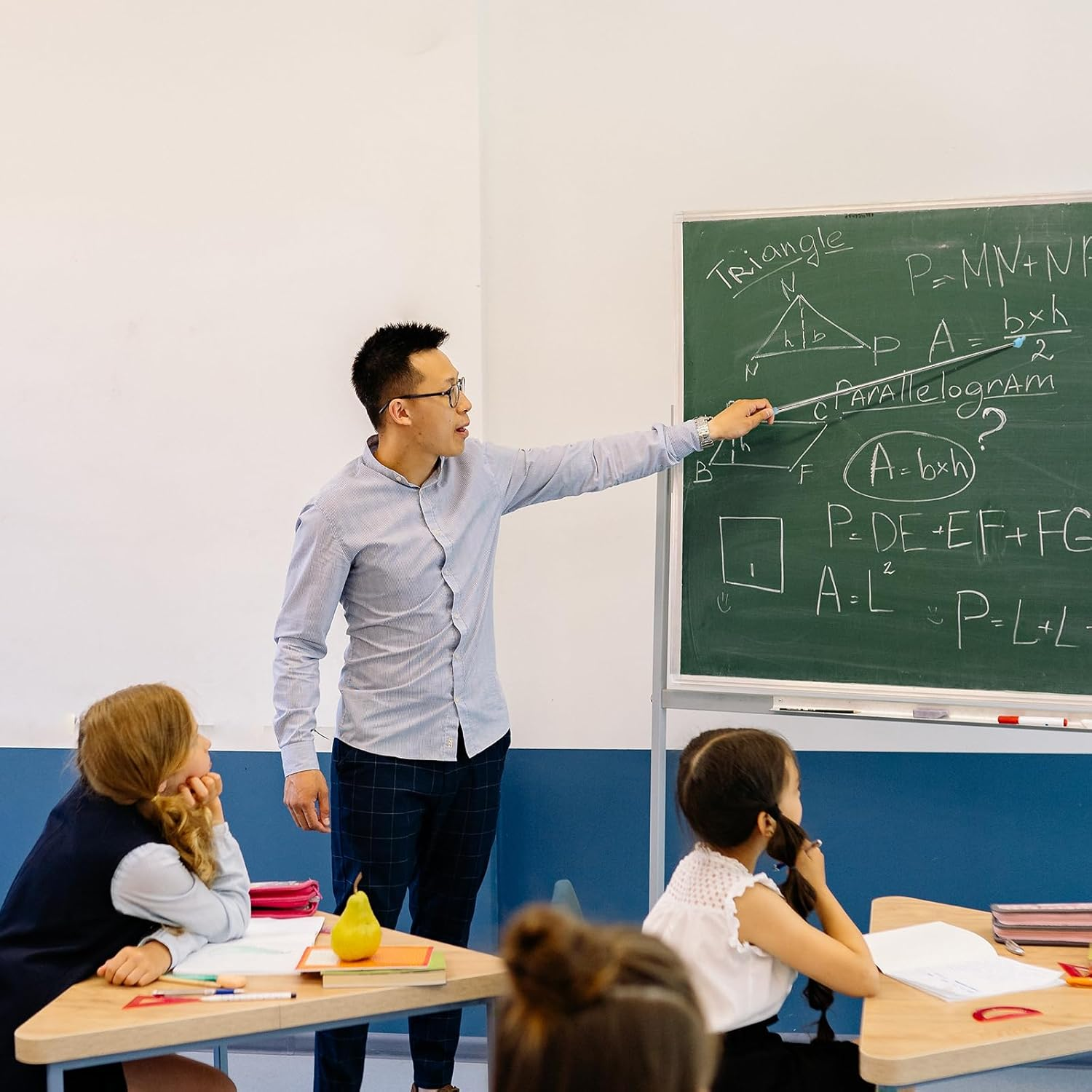 2Pcs Retractable Teachers Pointer Sticks, Telescopic Finger Teachers Pointer for Classroom Presentation Whiteboard Extendable Hand Pointing Stick for Teachers Speakers (Blue, Purple) image number 1