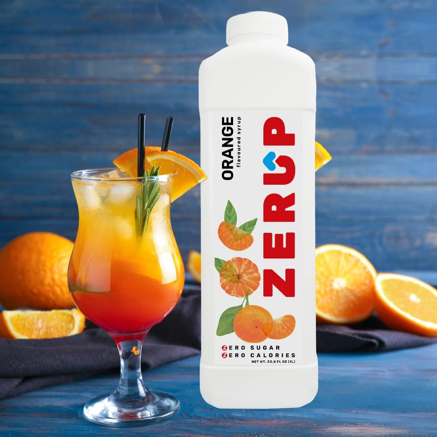 Zerup Zero Sugar Orange Flavoured Syrup 1L Bottles, Sugar Free Syrup, Orange Flavour Drink Mix, Low Calorie Flavourings for Milk Shakes, Cocktails, Teas, Gluten Free, Keto Friendly, Halal image number 2