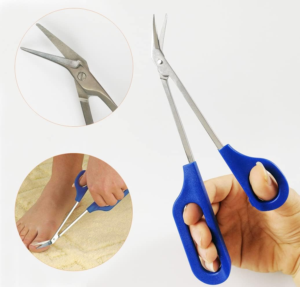 Long Handled Toenail Scissors & Easy Reach Long Handle Clippers for Thick Toe Nail with Glass Nail File image number 1