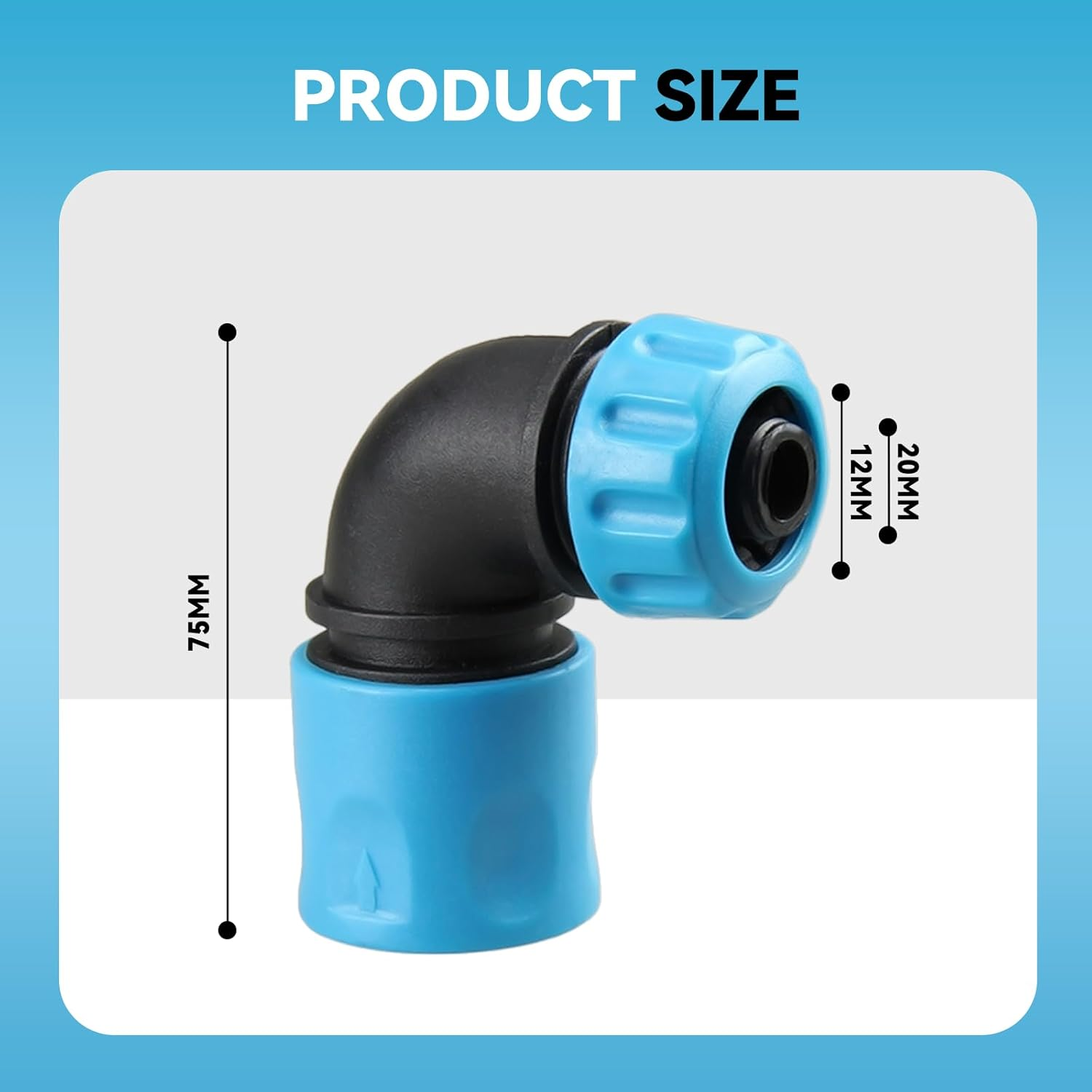 3 Pack 90 Degree Hose Elbow Connector - 1/2 Inch ABS PP TPR Plastic Garden Irrigation Fitting - Compatible with Gardena System, Car Wash & Watering Pipes (Blue) image number 5