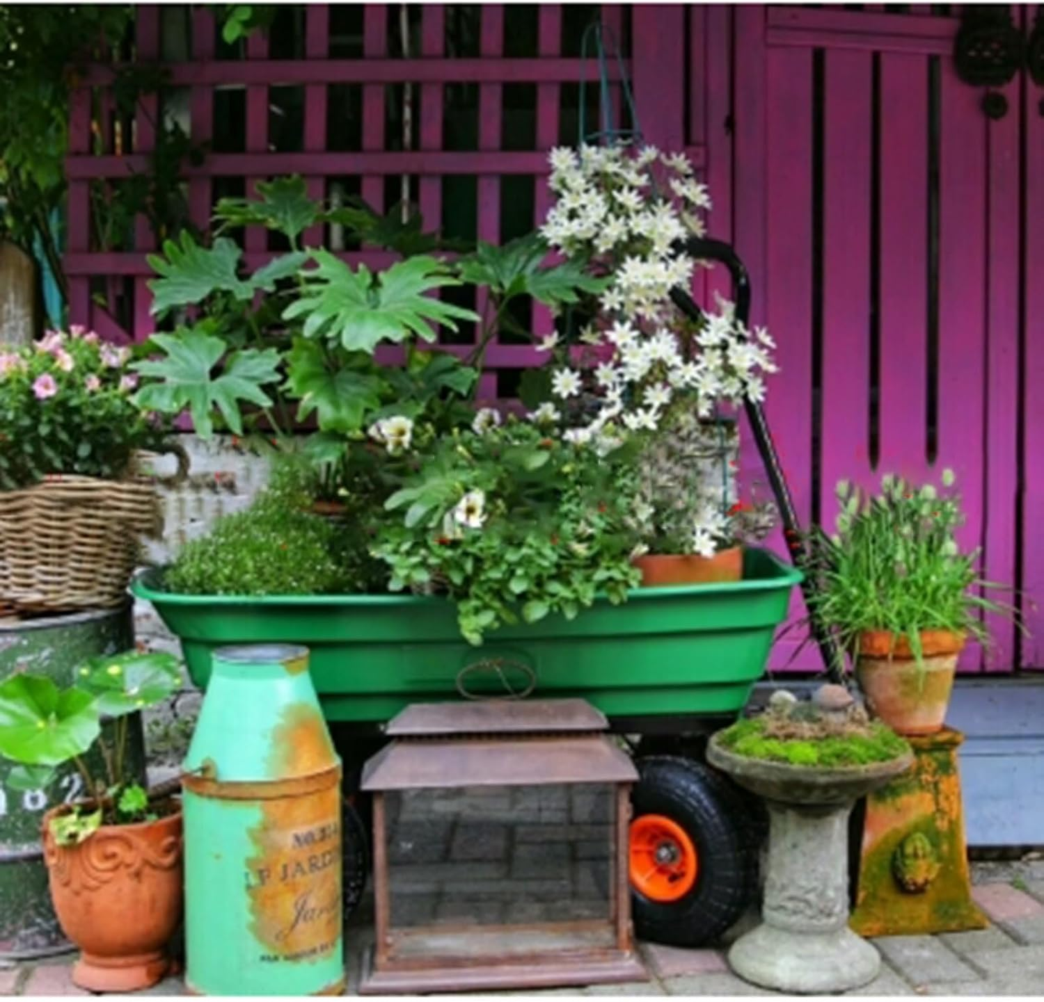 Garden Dump Cart,Camping Beach Wagon with 180&deg; Rotating Handle and 10" Pneumatic Tires,Practical Heavy Duty Yard Carts and Wagons,Quick Release Utility Wheel Barrow Trolley