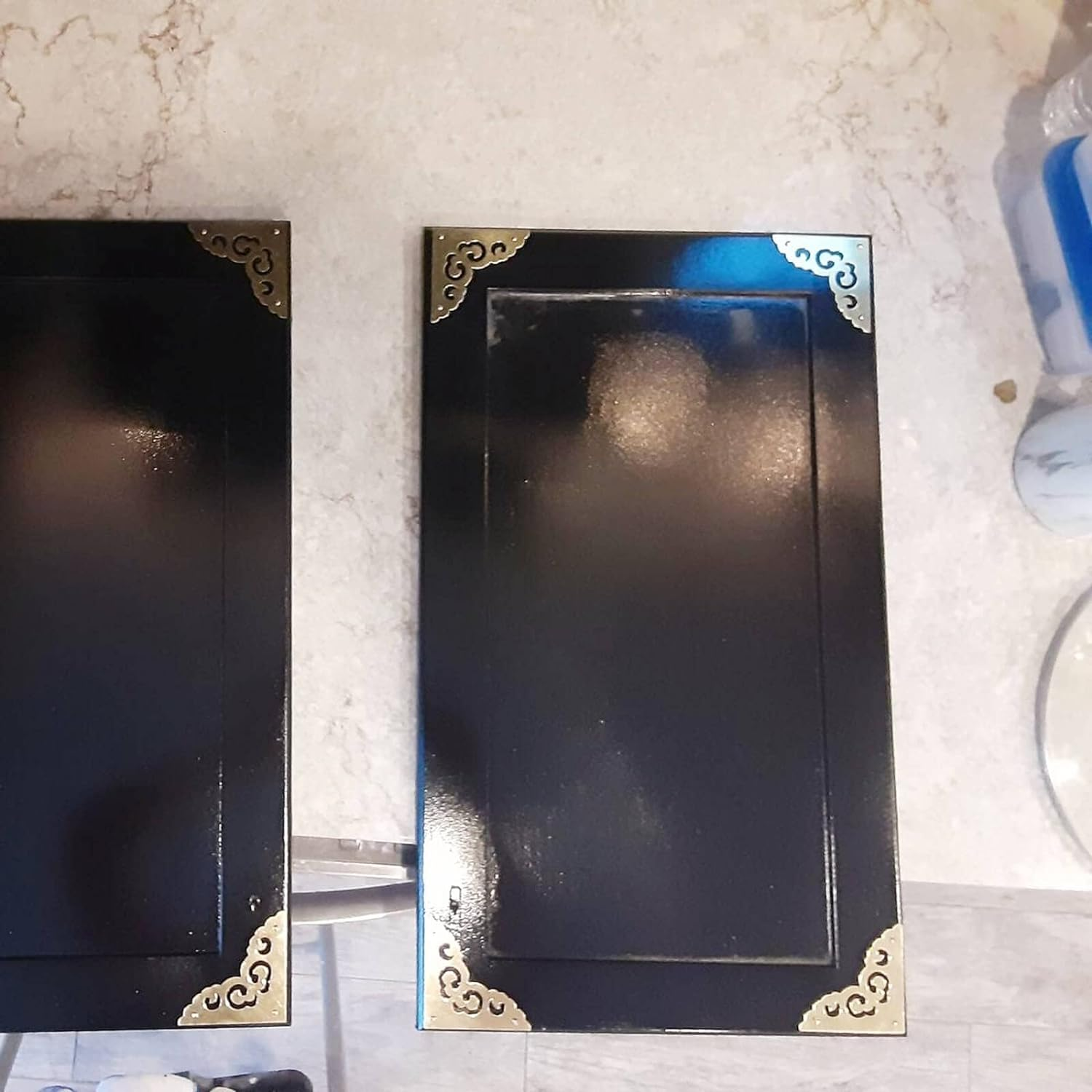 4Pcs 2.5" Brass Flat Corners Bracket for Box Cabinet Decorative Furniture Hardware, Antique Brass image number 5