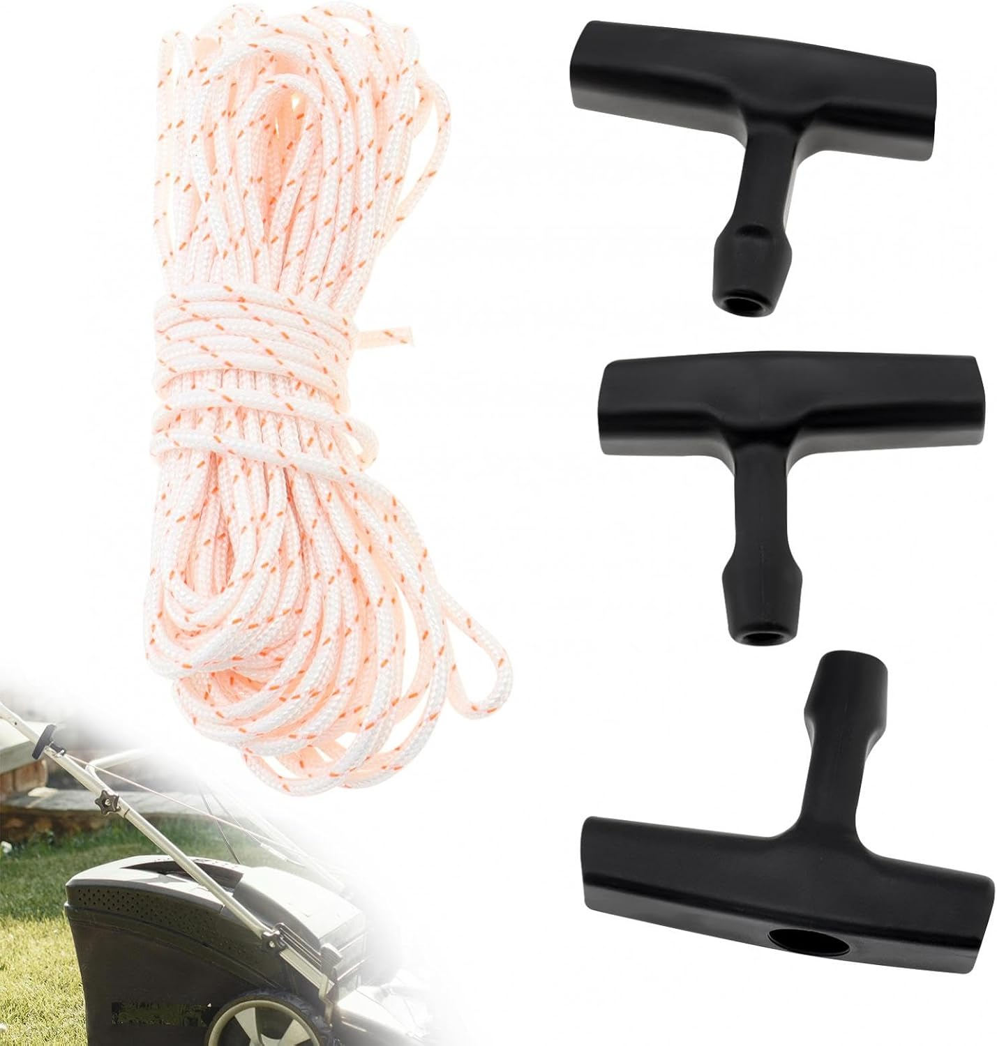 Windance 3Pcs Starter Handle 10-Meter 3.0Mm Recoil Starter Rope Pull Cord for Lawn Mower Chainsaw Trimmer Edger Brush Cutter Engine Parts image number 6