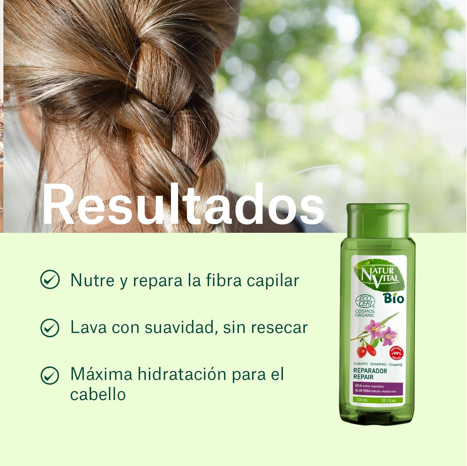 Naturvital Bio Shampoo &ndash; Repairing-Ecocert Certified-No Silicones, Parabens and PEG image number 1