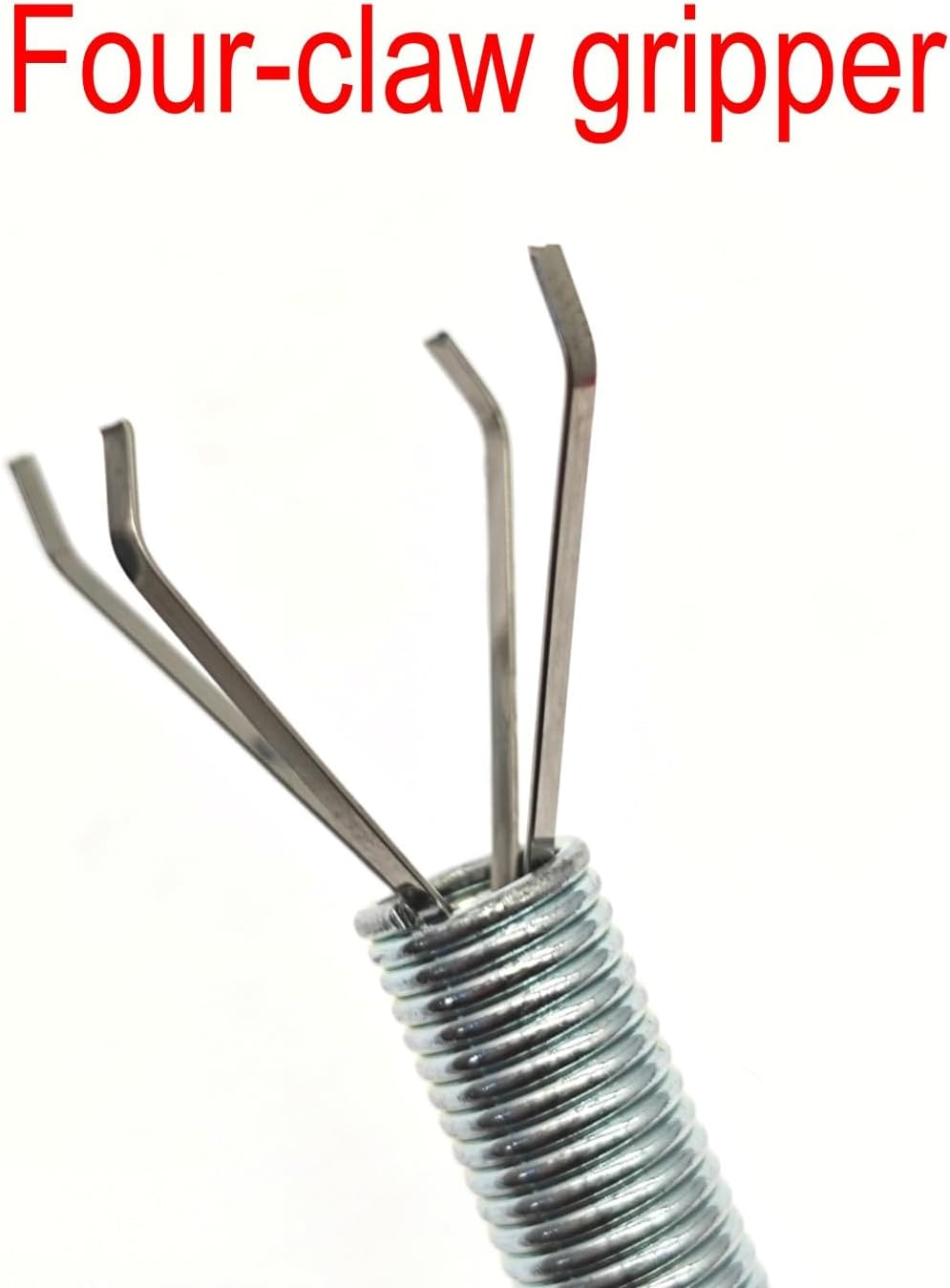 JZK 60CM Kitchen Bathroom Sink Drain Pipe Unblocker Tool, Four-Jaw Handle Spring Grabber Tool, Drain Cleaning Brush Bendable Flexible Long Wire Rod Stick, Pipe Dredging Tool for Sink Blockages image number 3