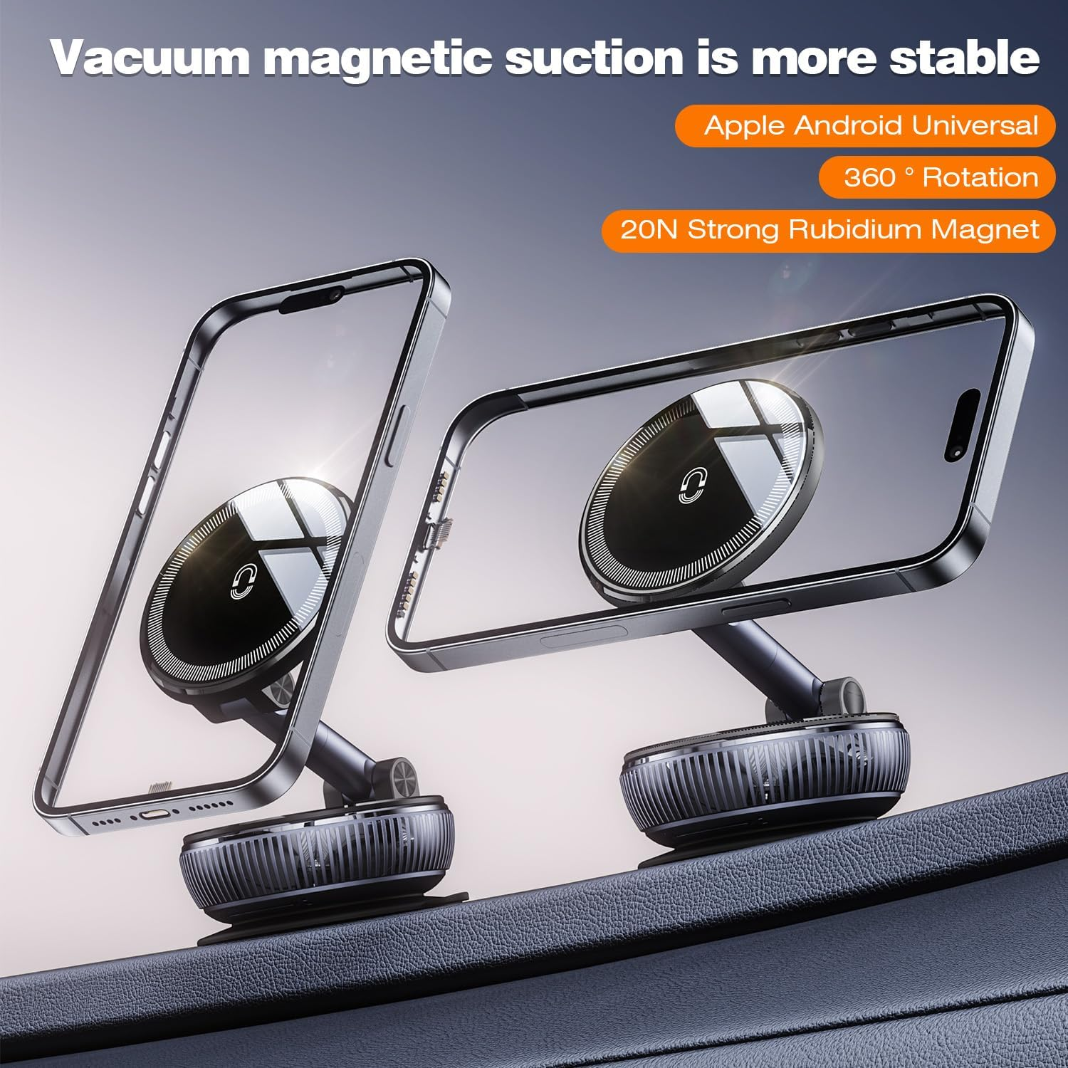 Magnetic Car Phone Holder with 360&deg; Rotation and Reinforced Ultra Suction Cup for Easy Installation - Universal Dashboard or Windshield Mount, Compatible with Magsafe, Iphone, and Android Devices image number 4