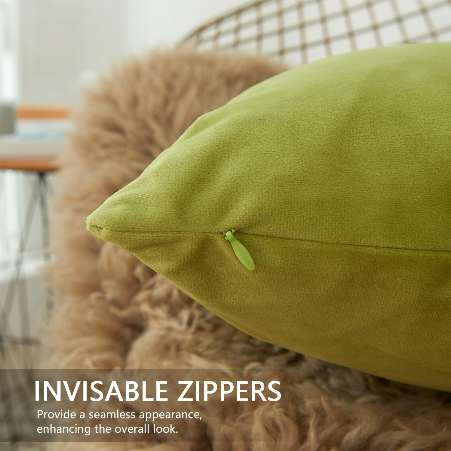 Set of 4 Velvet Throw Pillow Covers, Soft Square Home Decorative Cushion Cases Cozy Cushion Covers for Couch Sofa Car Bedroom Living Room Home Patio Indoors Outdoors Style Home Decor 45 X 45 Cm - Brown image number 4