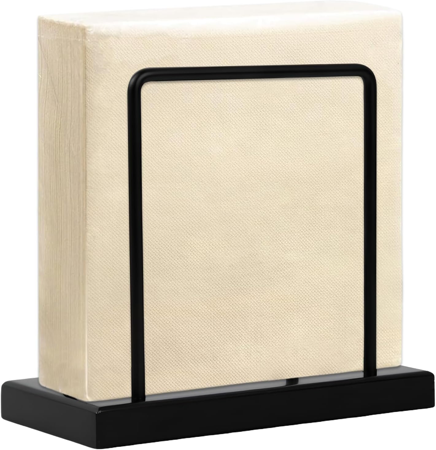Napkin Holder, Metal and Wooden, Modern Style, Black image number 1