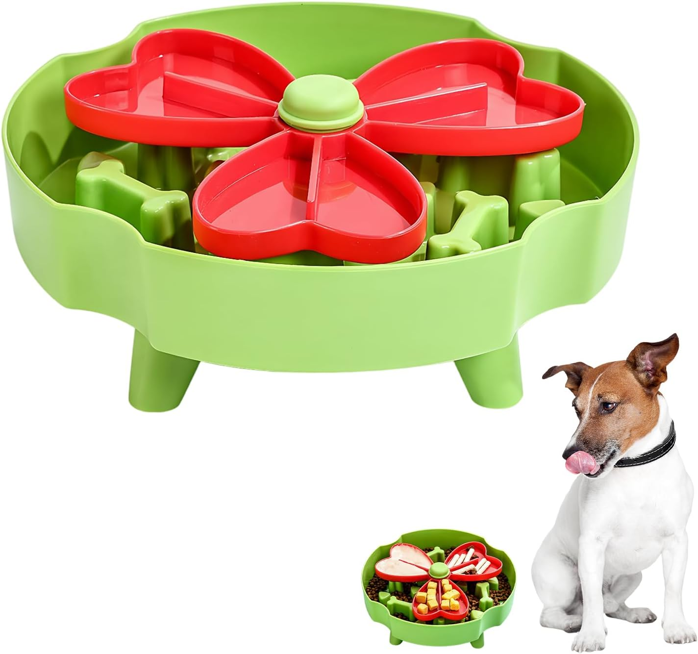 Slow-Eating Dog Bowl, Anti-Choking, Healthy Eating to Promote Digestion, Fun Slow-Eating Bowl, Christmas Green Color, Non-Slip, Rotatable and Removable, Suitable for Small and Medium-Sized Dogs image number 6