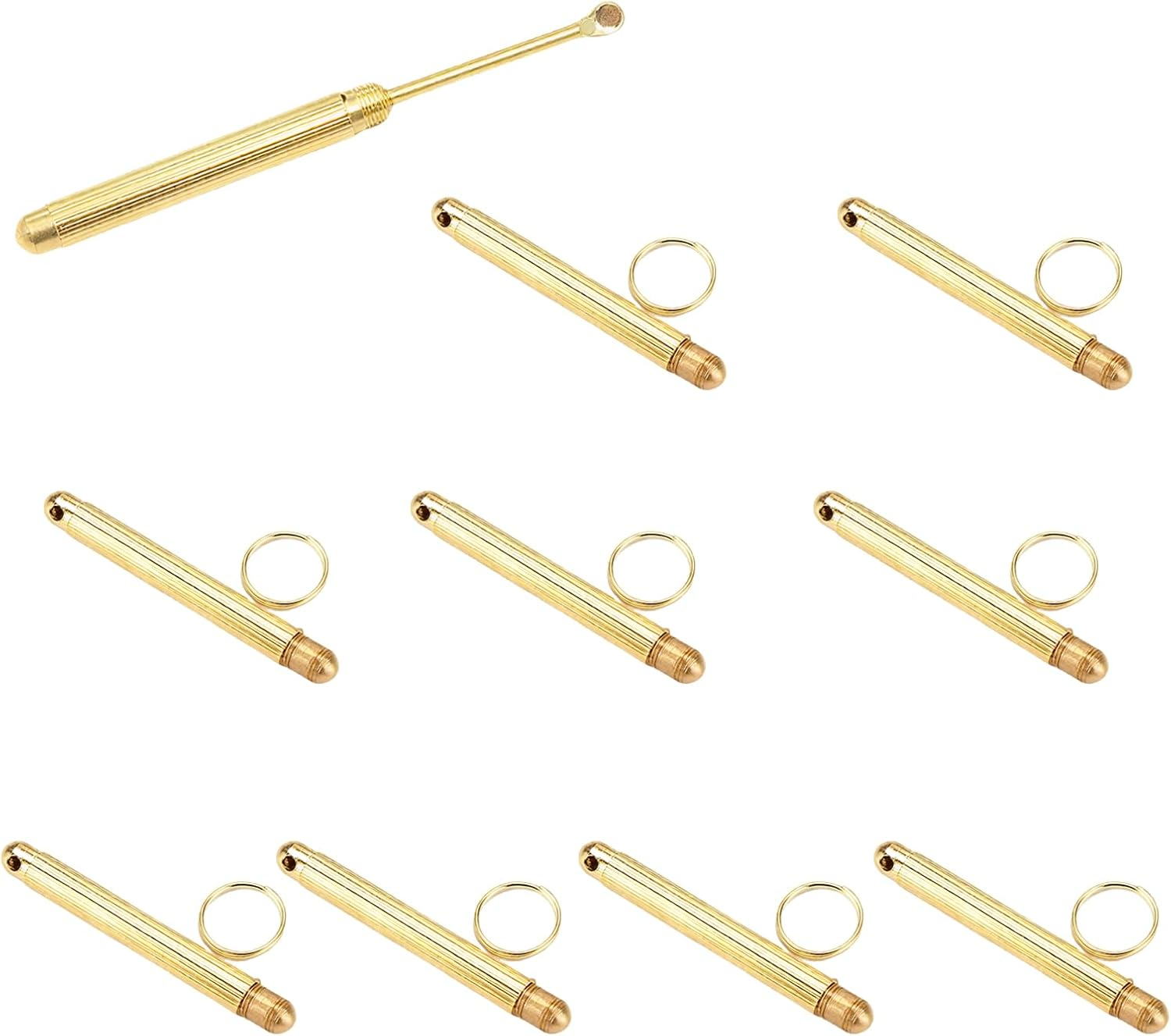 10 PCS Mini Spoon, Retro Shovel Powder Ideal Pendant Necklace Teaspoons,Metal Coke Spoon, for Filling Salt, Herbs, Coffee, Spices, Sugar (Gold) image number 5