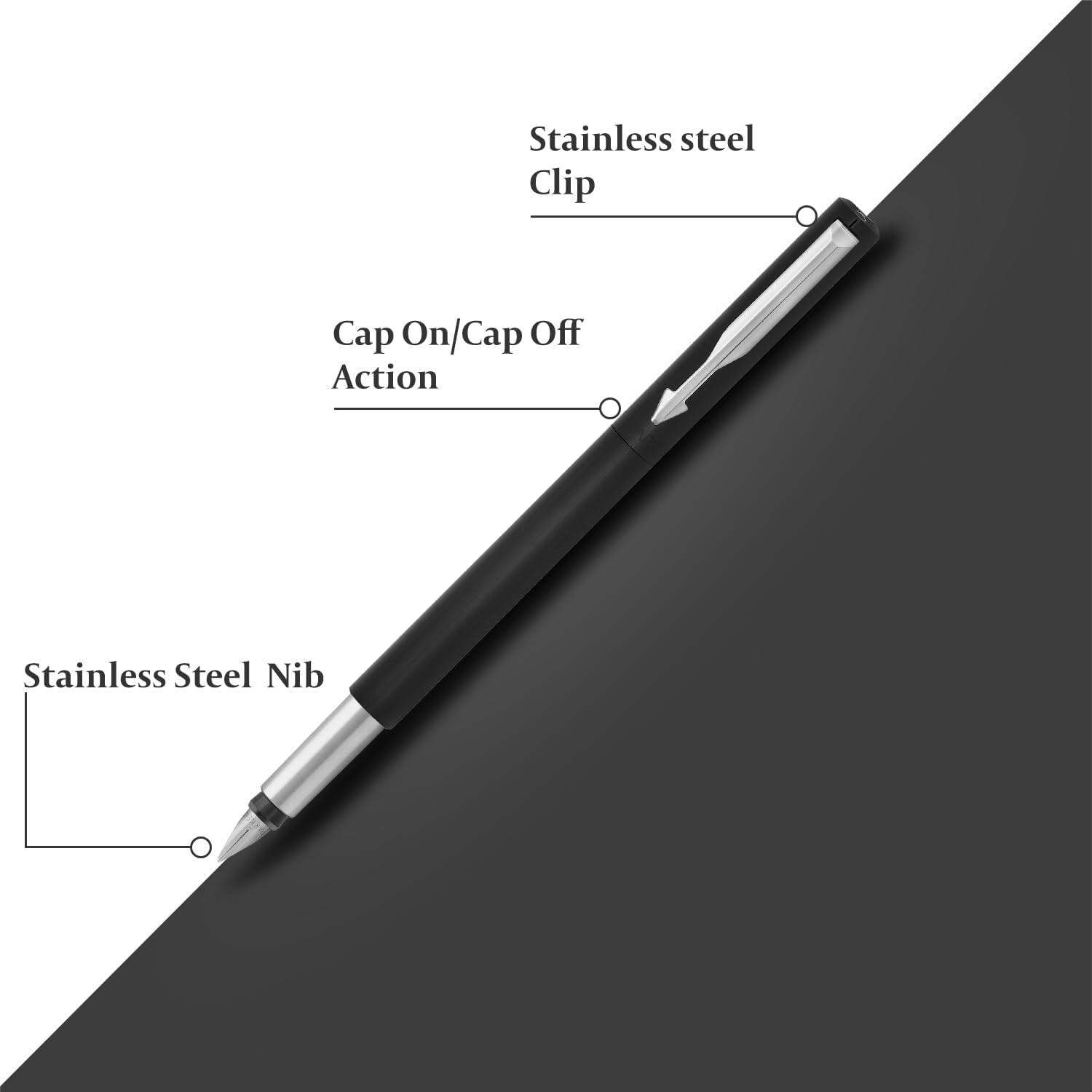 Parker Vector Standard Fountain Pen (Black Body) with Free 1 Cartridge image number 1