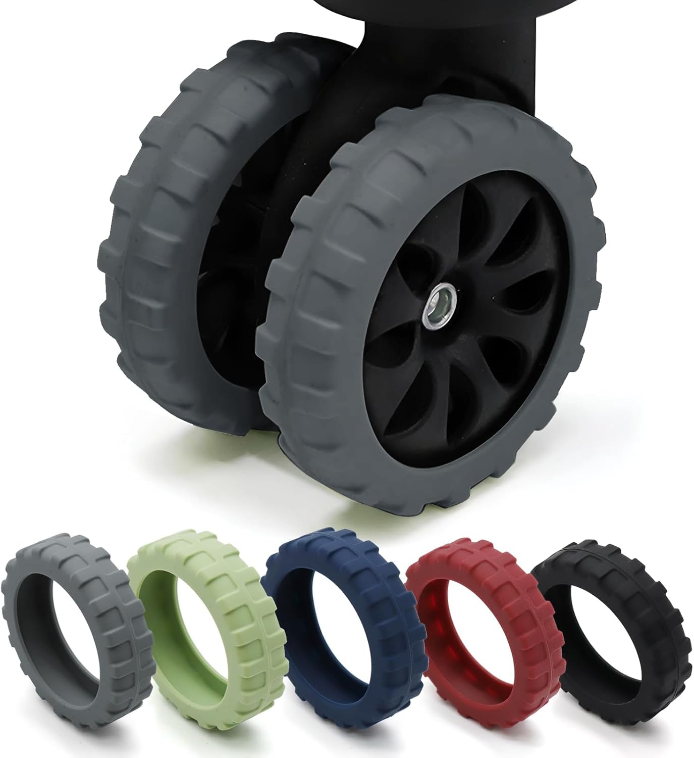 Luggage Wheel Protectors Covers 8 Pieces Suitcase Wheel Protectors Luggage Compartment Protection Silicone Cover for Wear-Resistant, Anti-Noise, Essential Travel Accessories Grey