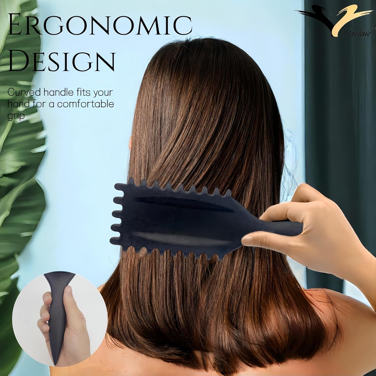 Castaic Curly Hair Brush, Boar Bristle Hair Brush for Shaping Men'S and Women'S Curly Hair,Reduce Separation (Black) - Black image number 4