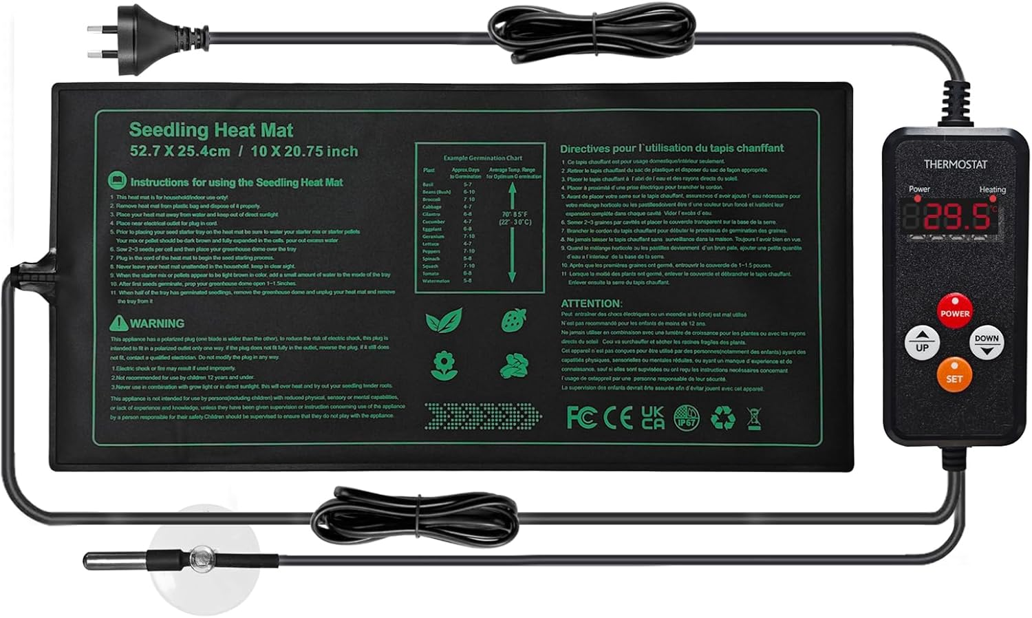 Seedling Heat Mat and Thermostat Controller Combo Set AU Plug for Seed Germination Plant Propagation Warm Hydroponic Heating Pad 52 X 25Cm image number 5