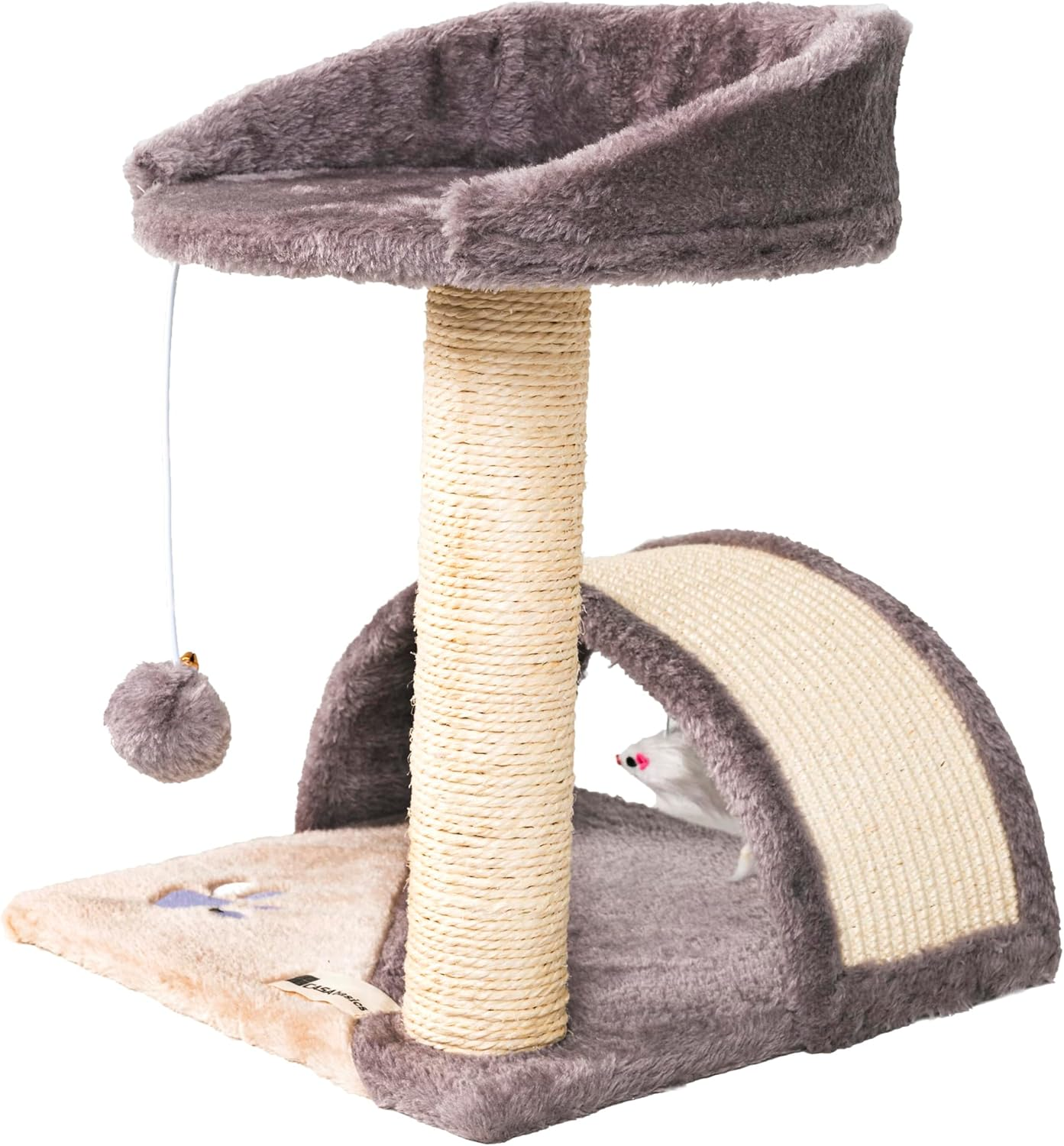 CASA Basics Cat Tree, 45 Cm Height, Compact Design with Scratching Post, Platform, Toys, Activity Trees (Gray and Beige) image number 1