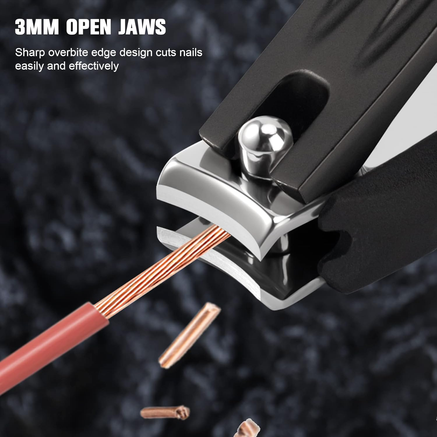 FERYES 3-In-1 Fingernail Clipper with No-Splash Nail Catcher and Metal Storage Box - Toenail Clipper with Nail File for Men & Women - Black image number 2