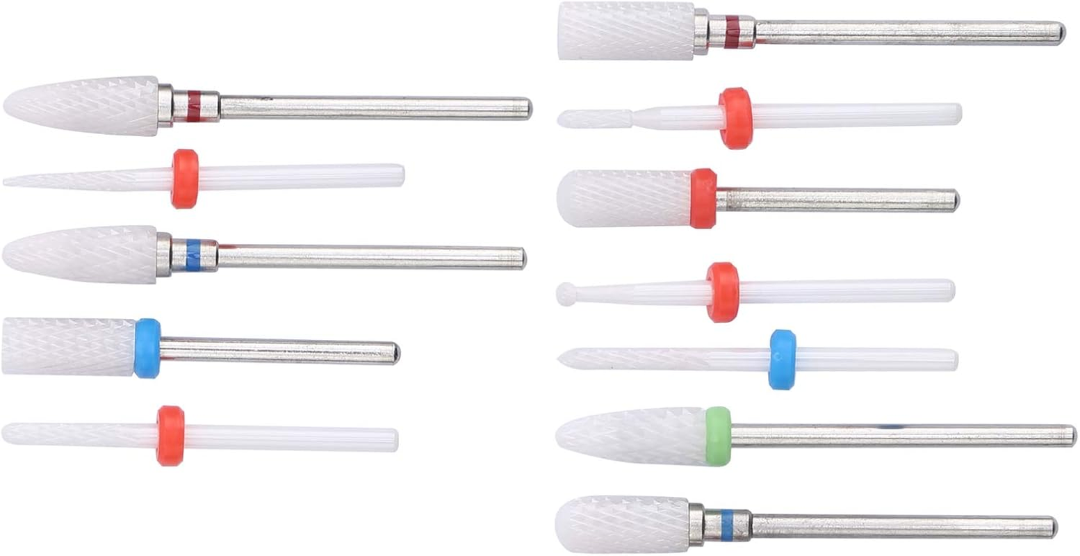 12Pcs Ceramic Milling Cutter Drill Bit Electric Grinding Machine Kit Files for Nails image number 3