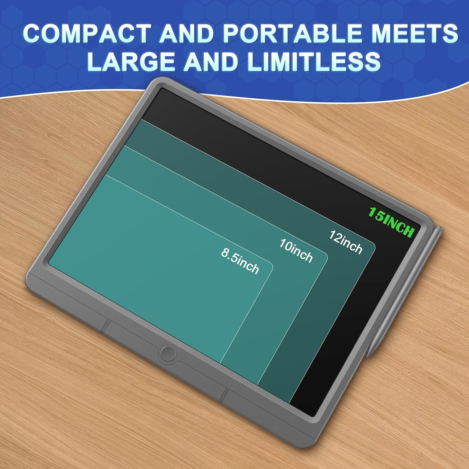 Wicue LCD Writing Tablet for Kids Drawing Board, Colorful Drawing Pads 15In Electronic Drawing Tablet, Educational Toys for 3 4 5 6 7 8 Years Old Kids Toddler (Gray) image number 4