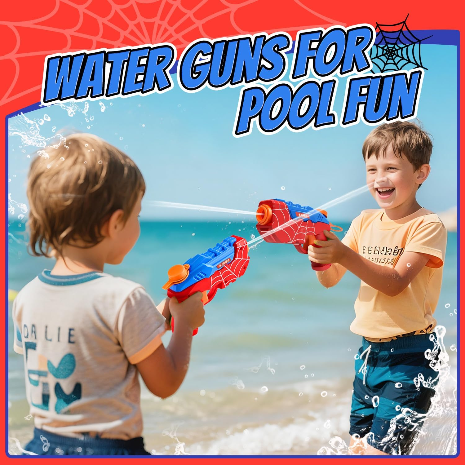 2 Pack Water Pistols for Kids, Squirt Water Guns Cool Small Manual Water Gun, Party Favors Swimming Pool Beach Outdoor Water Gun Toys, Ideal Summer Gifts for Boys Girls 3 4 5 6 7 8 image number 4