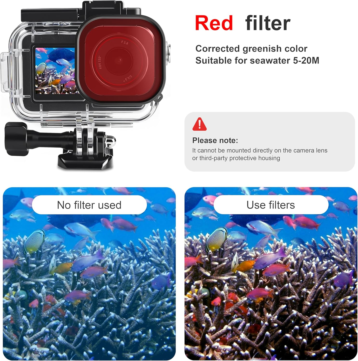 Fitstill 164FT/50M Waterproof Case&3 Filters&Floating Hand Grip Stick Set Compatible for DJI Osmo Action 5 Pro Action 4 Action 3,Snorkeling Surfing,Wakeboarding Protective Cover Shell Accessories Kit