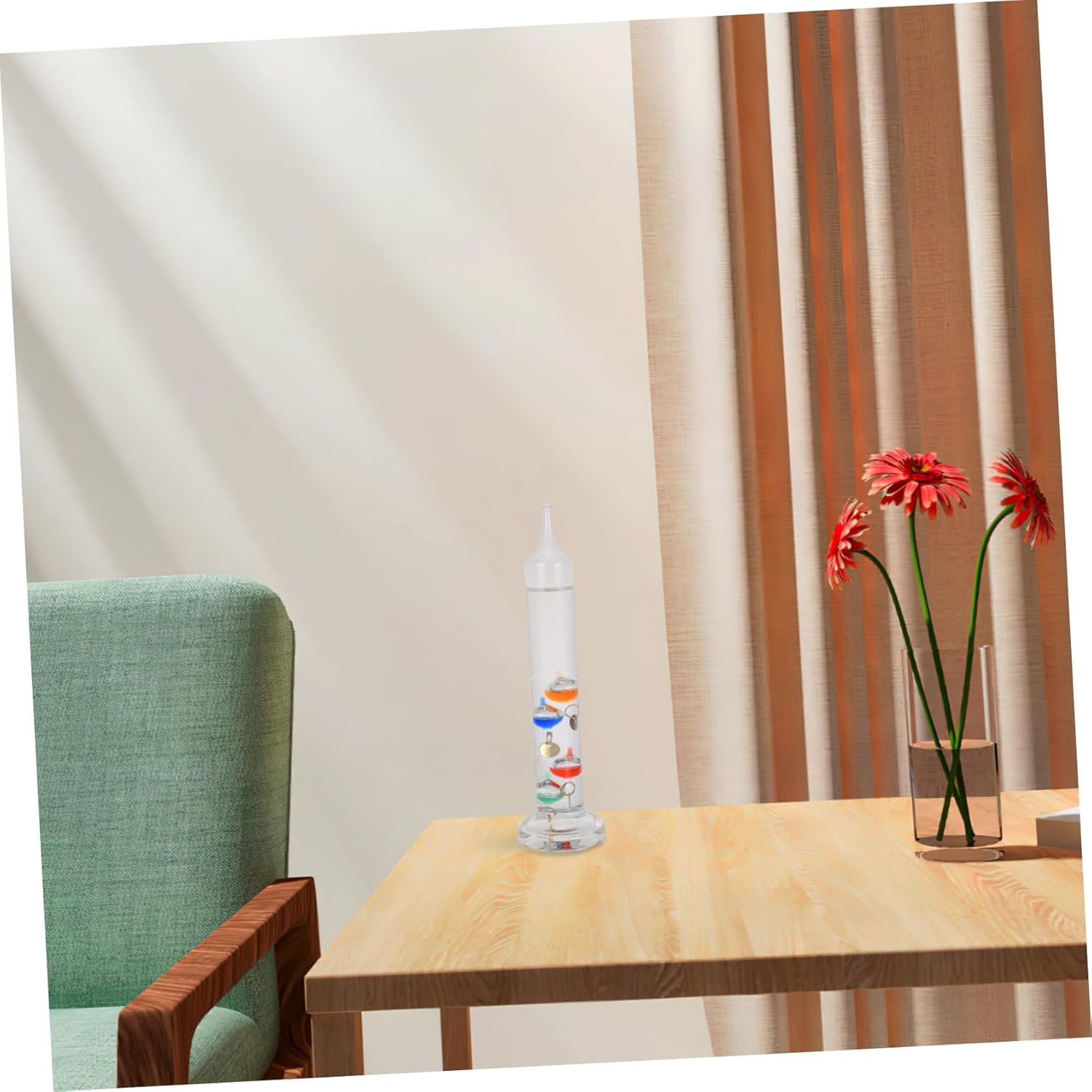 Ibasenice Galileo Thermometer with Colored Spheres Educational Desktop Ornament and Temperature Gauge Classroom Decor and Science Lover S Present Stylish Indoor Outdoor Home Office Display image number 4