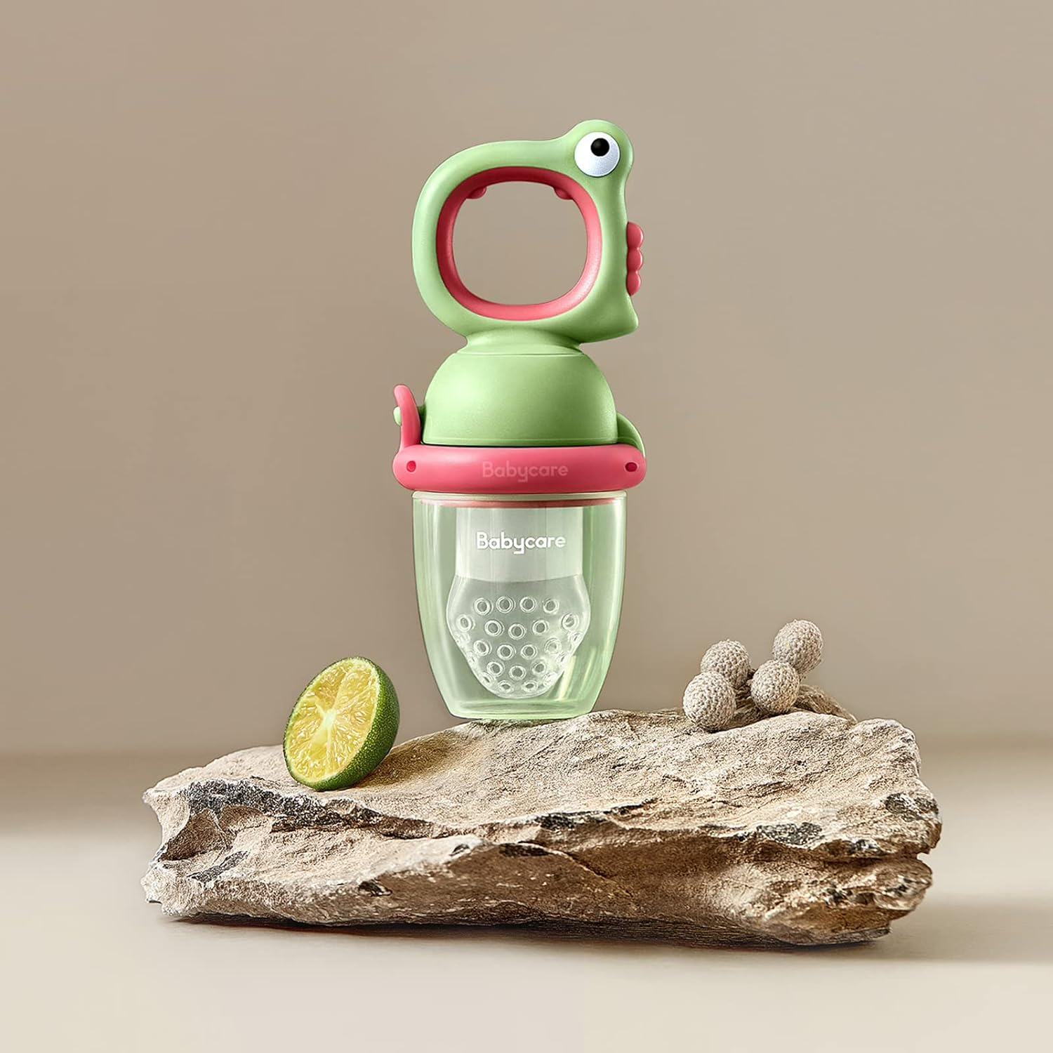 Bc Babycare Baby Food Feeder Pacifiers, Two Size Baby Fruit Pacifier Feeder 2 Pack for Different Month Age Baby,Silicone Food Grade Infant Teether Training Massaging Toy Could Rotate to Squeeze (Green) image number 6