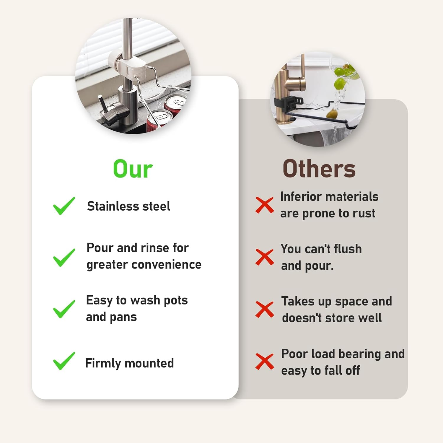 Yitexin Folding Kitchen Sink Drain Strainer Rack with 50 Filtering Net Bags, Stainless Steel Rotating over Faucet Sink Strainer Basket, Food Catcher Sink Strainer for Leftovers (Gray) image number 1