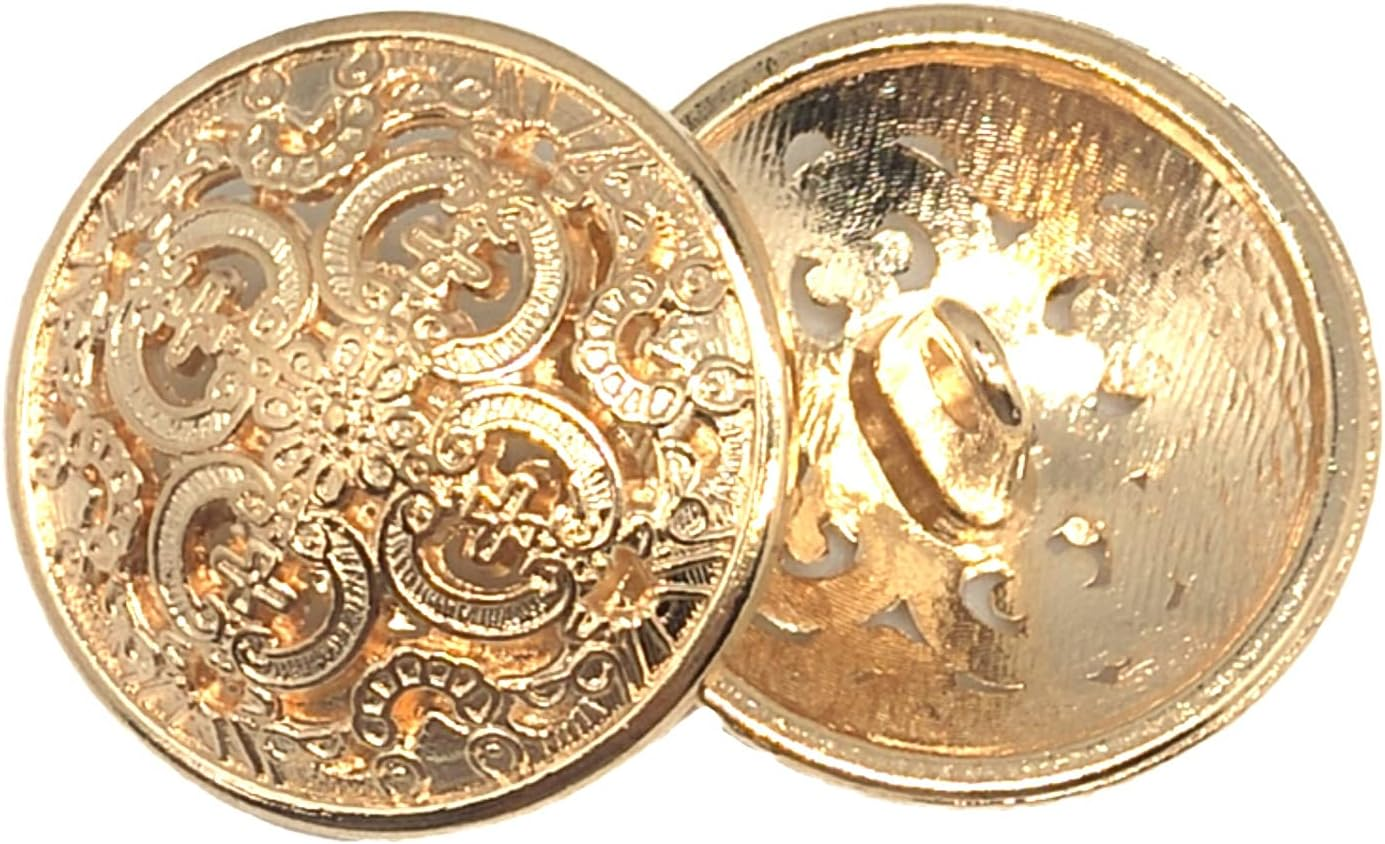 20PCS Clothes Button - Retro Hollow Sewing Button Shank round Shaped Metal Button Set for Men Women Blazer, Coat, Uniform, Shirt, Suit and Jacket (Light Gold, 20Mm) image number 1