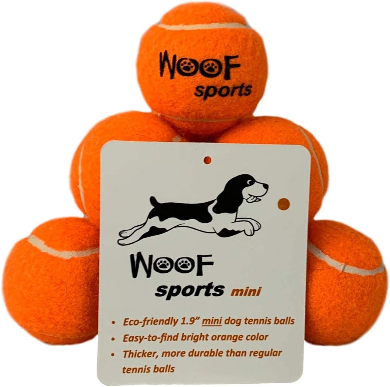 Woof Sports Small/Mini 1.9" Durable Dog Tennis Balls - 25% Thicker than Regular Tennis Balls. 12 Orange Ecofriendly Balls & Mesh Carrying Bag. Perfect for Smaller Dogs image number 3